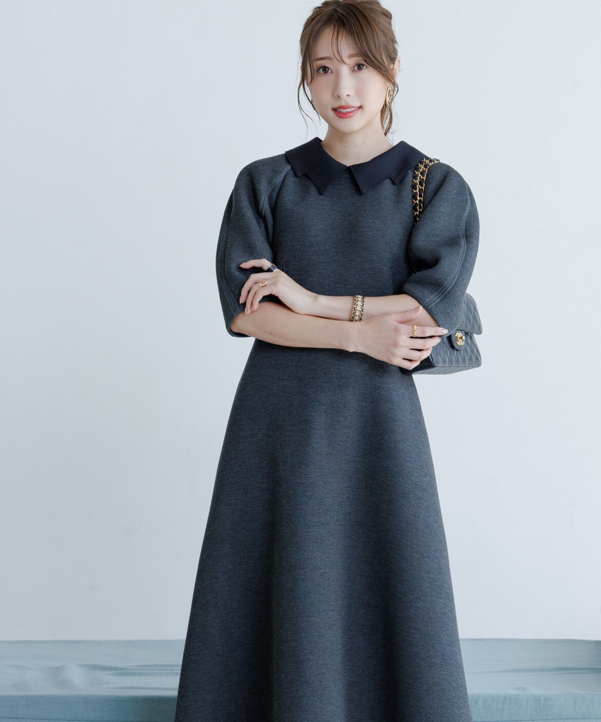 Maglie le cassetto「《M Maglie le cassetto&times;冨張愛》ｴﾚﾓｰﾄﾞ&ldquo;美映えｸﾞﾚｰﾀﾞﾝﾎﾞｰ  」|ワンピース|