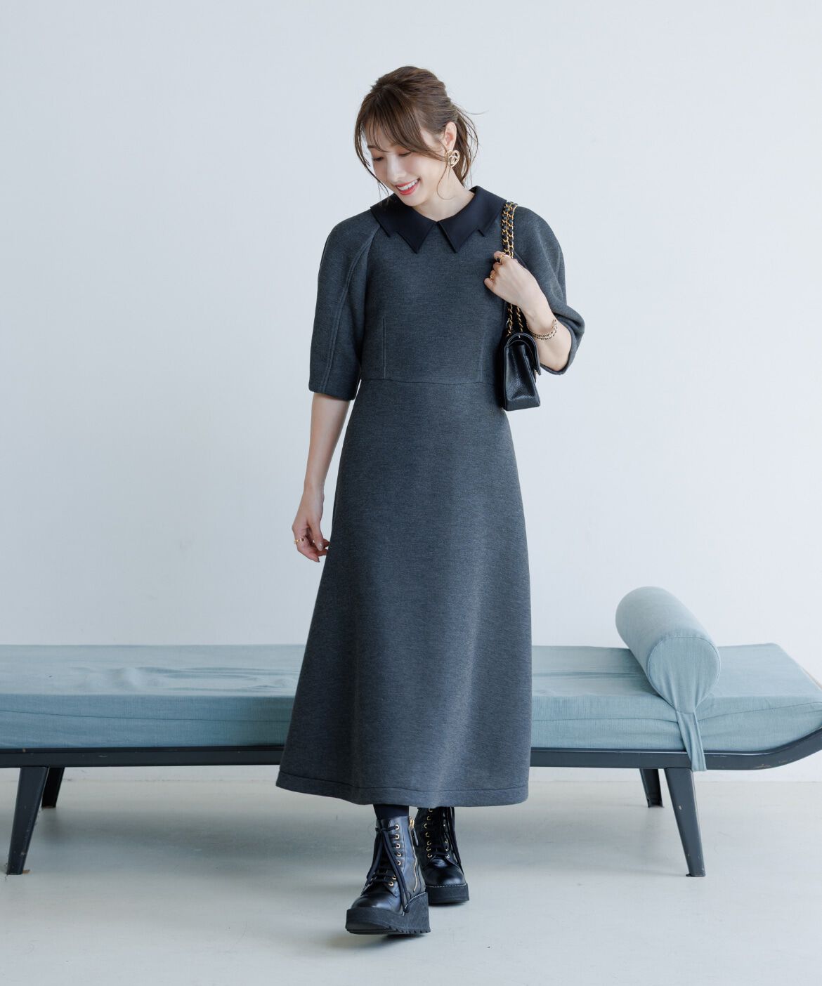 Maglie le cassetto「《M Maglie le cassetto&times;冨張愛》ｴﾚﾓｰﾄﾞ&ldquo;美映えｸﾞﾚｰﾀﾞﾝﾎﾞｰ  」|ワンピース|