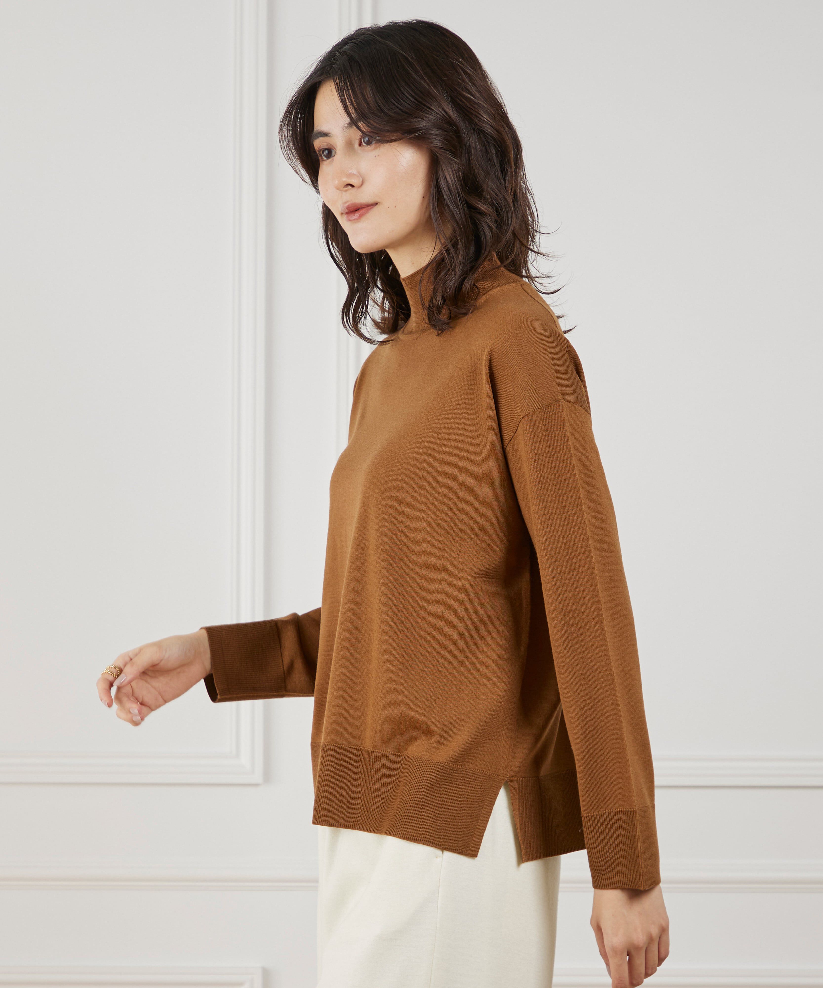 7-IDconcept.「ハイネックボリュームプルオーバー」|ニット・セーター|キャメル1