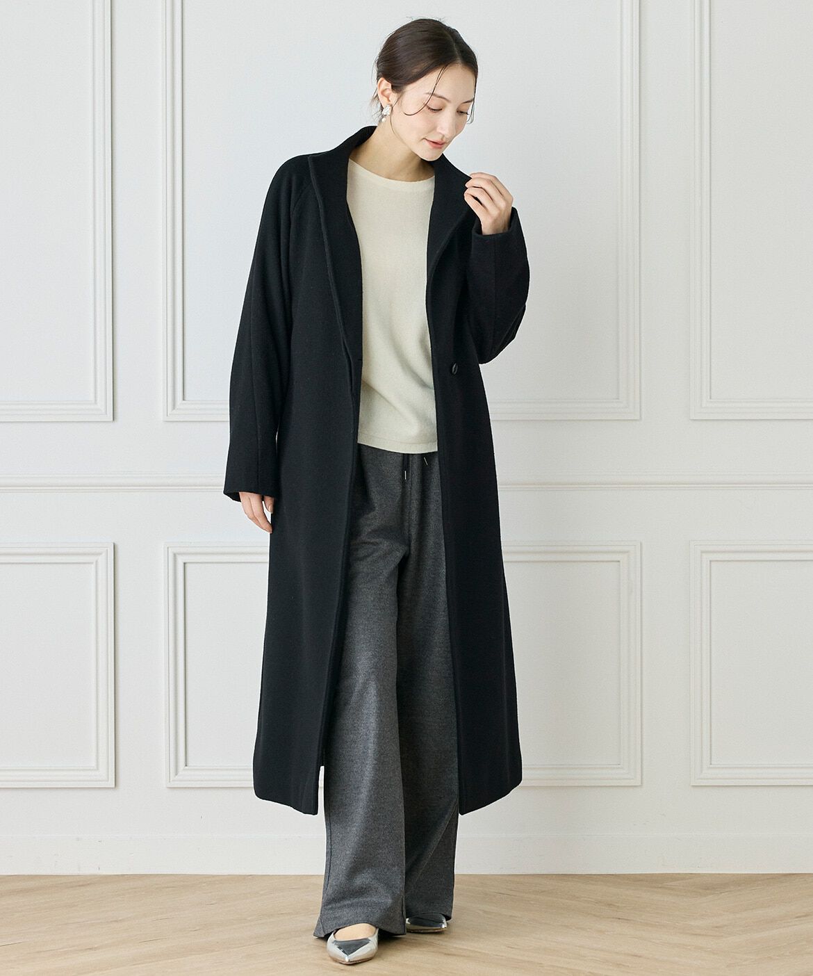 INED「《大きいサイズ》スタンドカラーラグランスリーブコート」|その他|