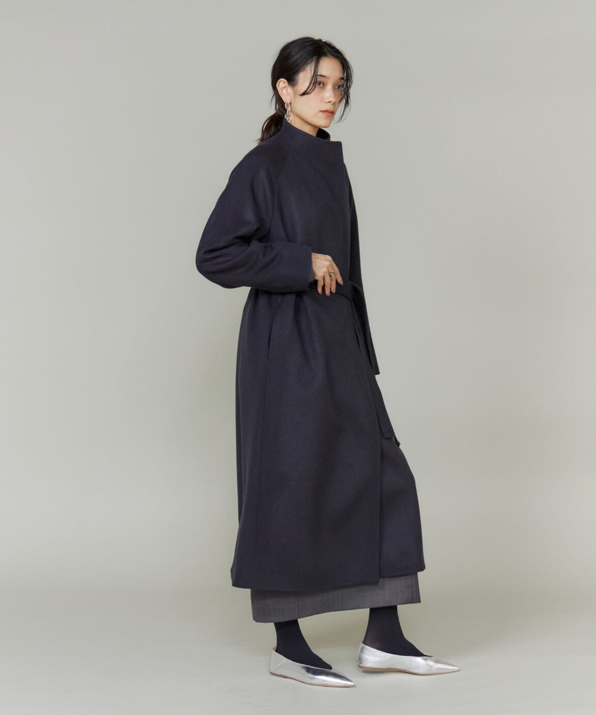 INED「《大きいサイズ》スタンドカラーラグランスリーブコート」|その他|