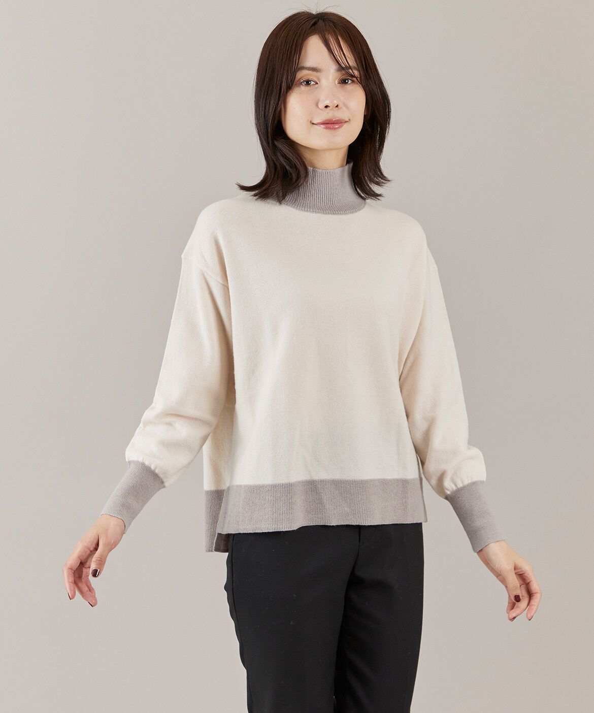 INED「ウール100%ハイネックニット」|ニット・セーター|