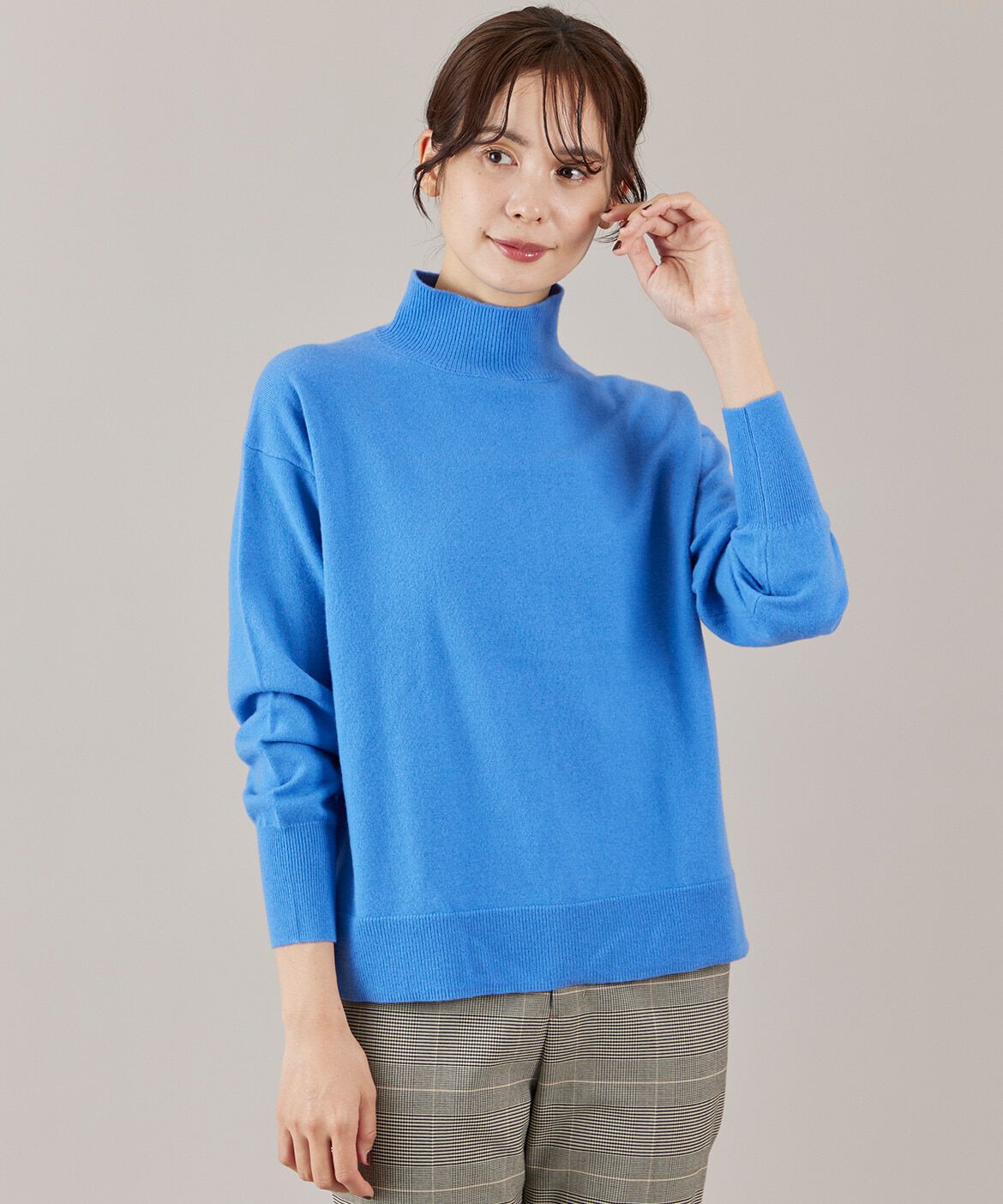 INED「ウール100%ハイネックニット」|ニット・セーター|ブルー1