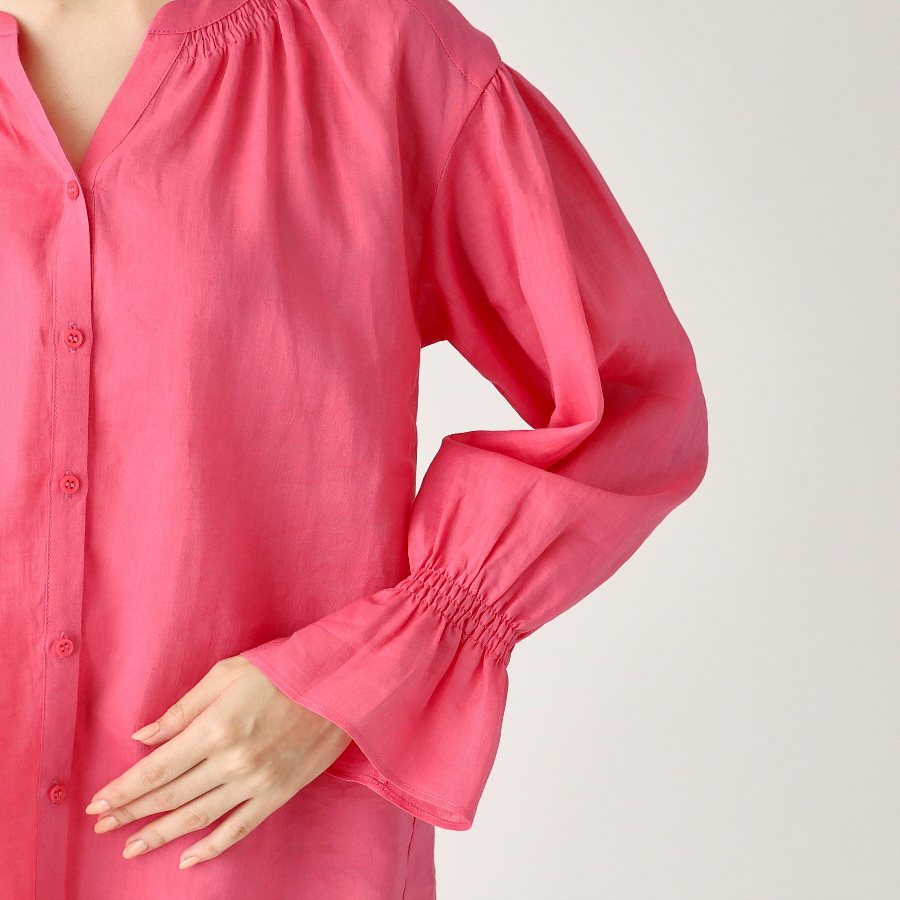 COUP DE CHANCE「【ラミー100％／洗える】ギャザーブラウス」|シャツ・ブラウス|