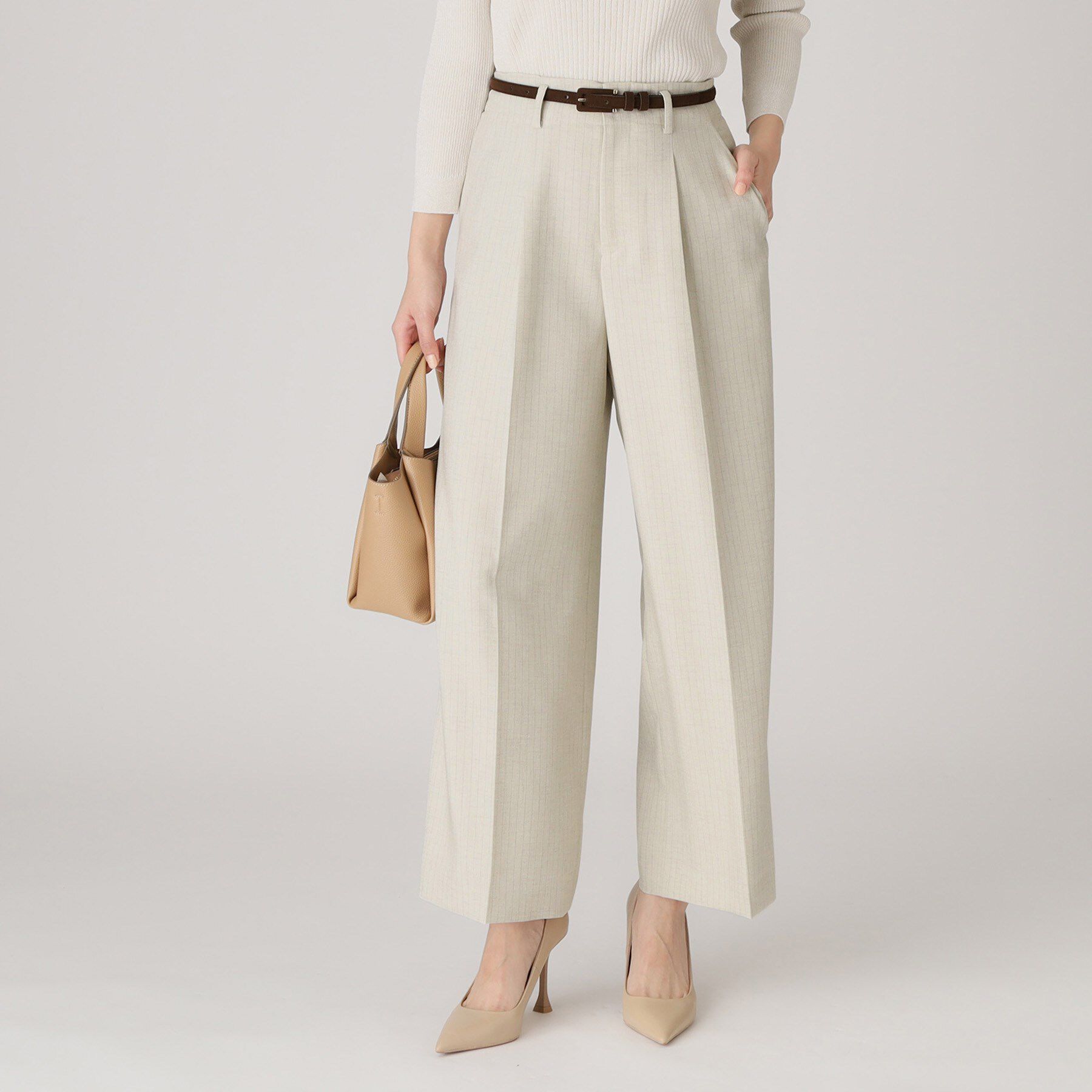 COUP DE CHANCE「【洗える／ウエスト後ろゴム】ストライプ柄ワイドパンツ」|その他|