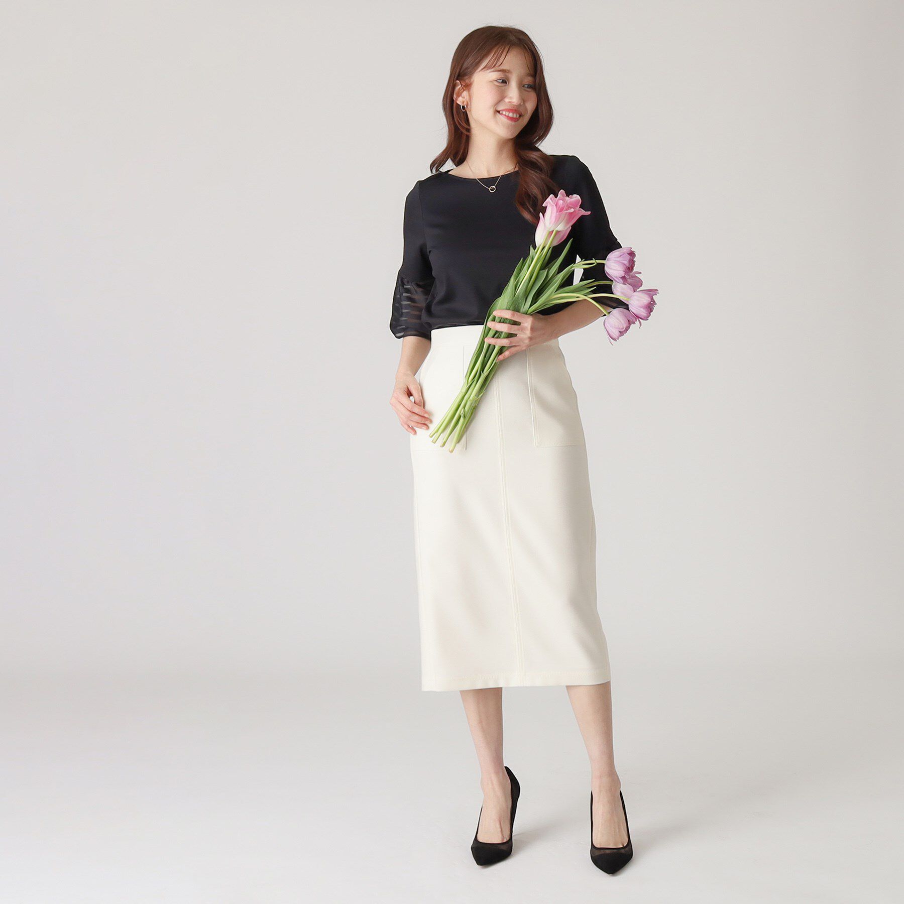 COUP DE CHANCE「【洗える／日本製】袖デザインのジャージプルオーバー」|Tシャツ・カットソー|