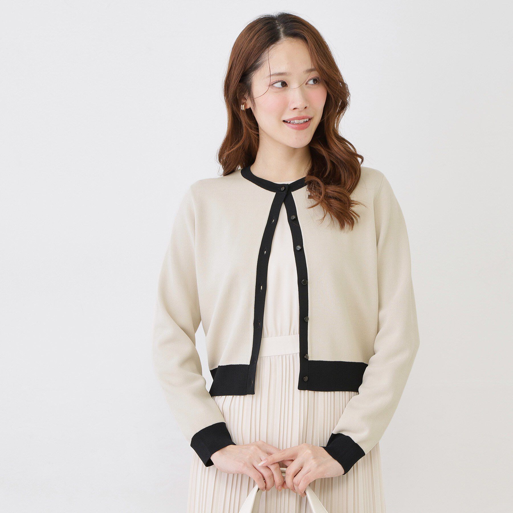 COUP DE CHANCE「【手洗い可／幾何柄／無地あり】短め丈カーディガン」|カーディガン|ライトベージュ(05