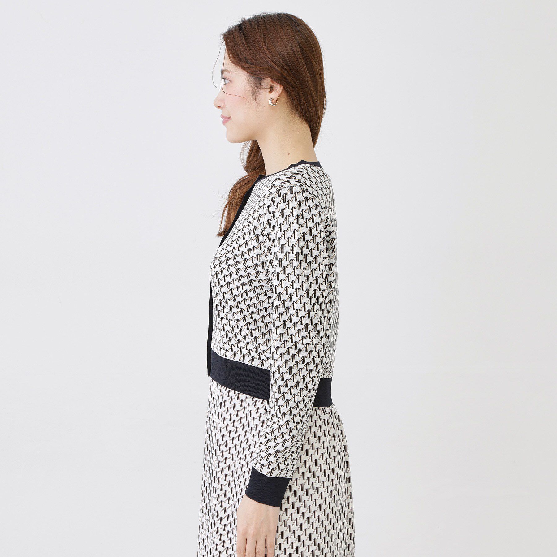 COUP DE CHANCE「【手洗い可／幾何柄／無地あり】短め丈カーディガン」|カーディガン|