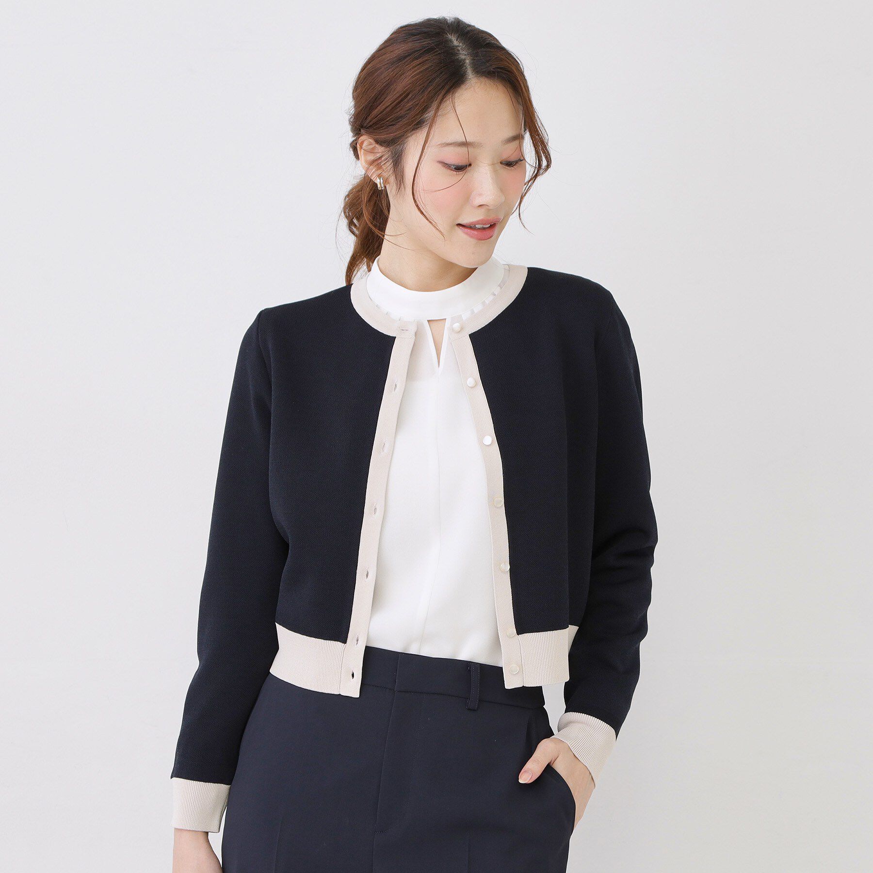 COUP DE CHANCE「【手洗い可／幾何柄／無地あり】短め丈カーディガン」|カーディガン|