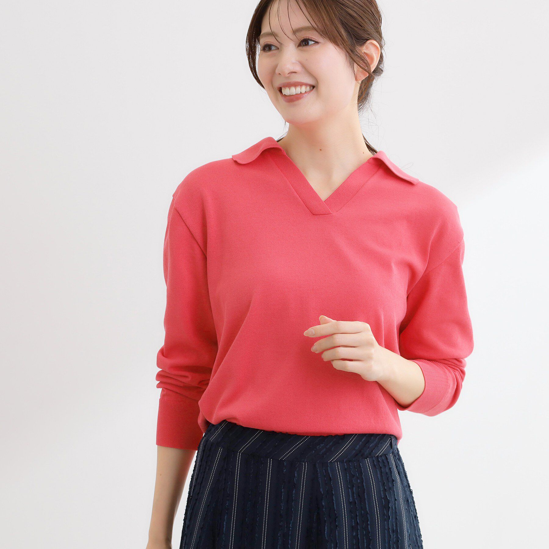 Reflect「スキッパーネックニットプルオーバー」|ニット・セーター|