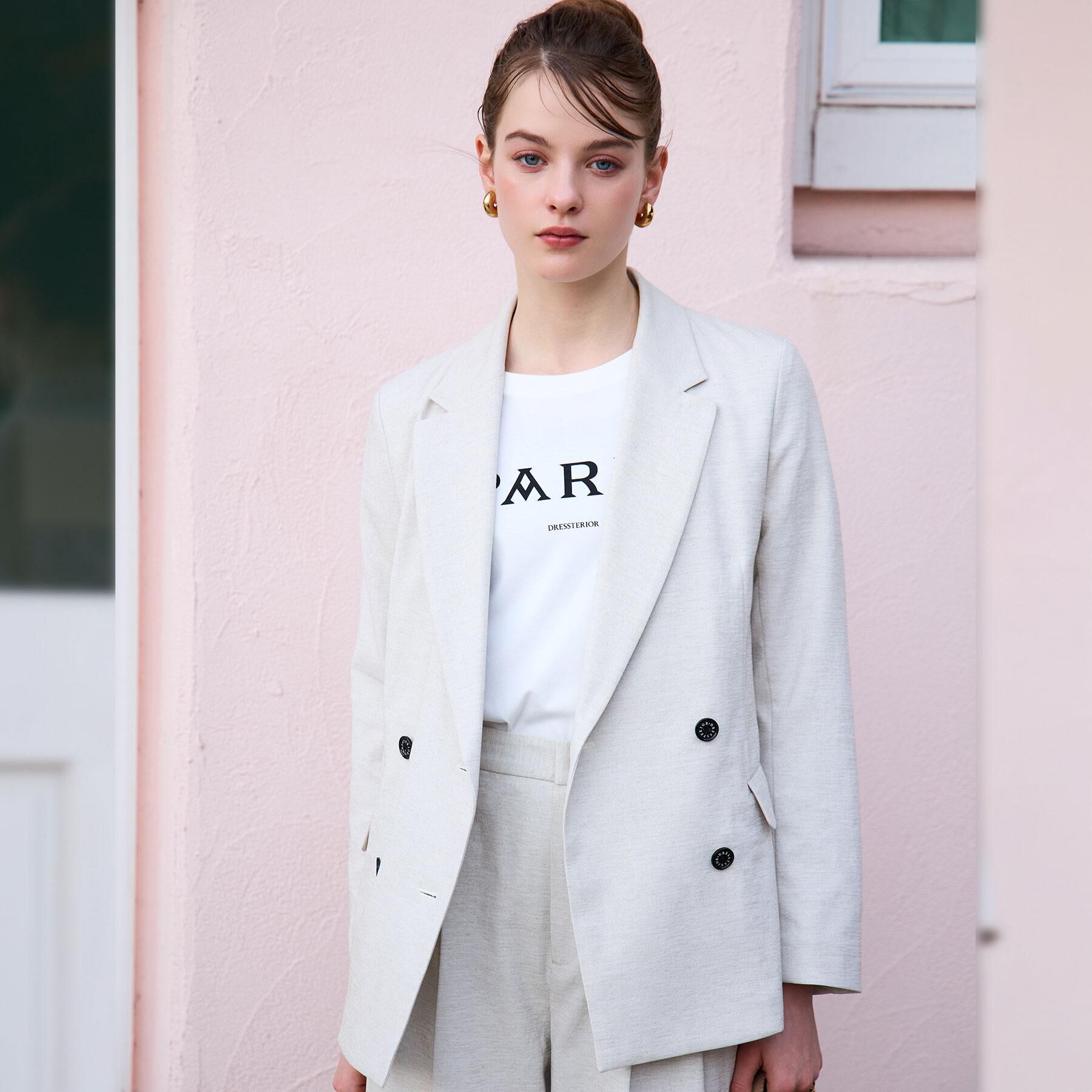 DRESSTERIOR「リネンブレンドオックスダブルジャケット」|テーラードジャケット|