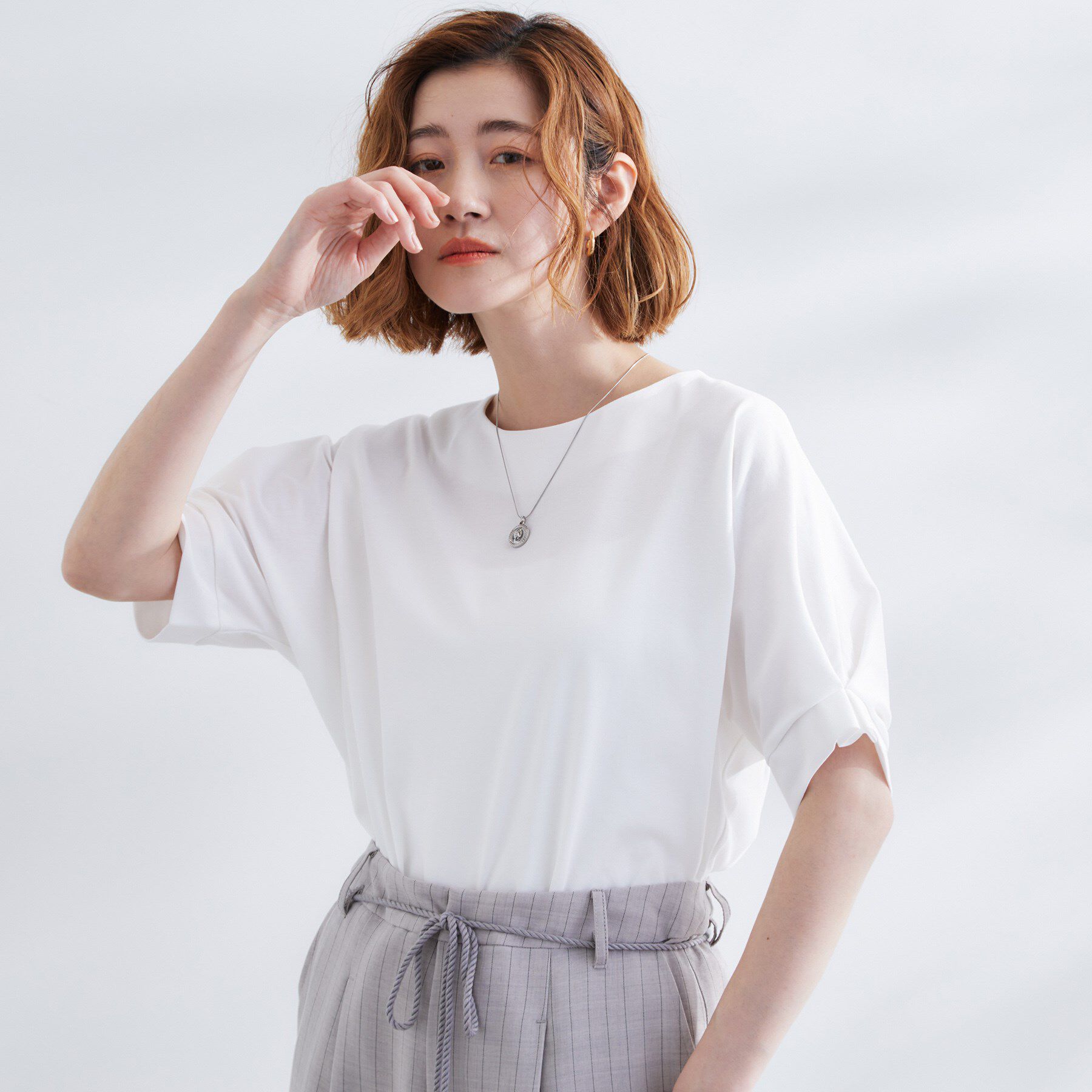 grove「【UVカット/ひんやり/二の腕カバー】タックドルマンプルオーバー」|Tシャツ・カットソー|