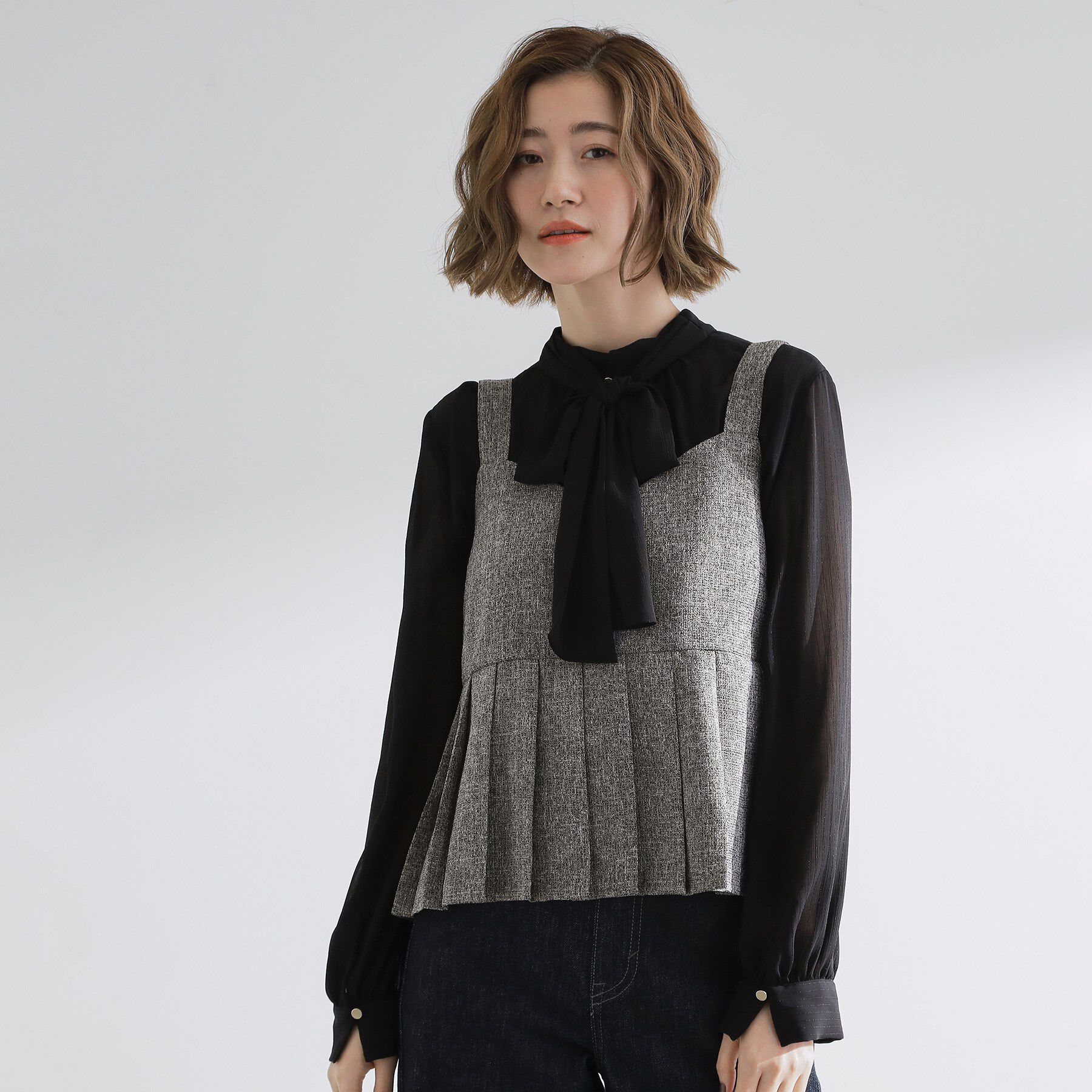 grove「【2点SET/体型カバー】夏から秋まで着まわせる！プリーツビスチェセットアップ」|スーツ|