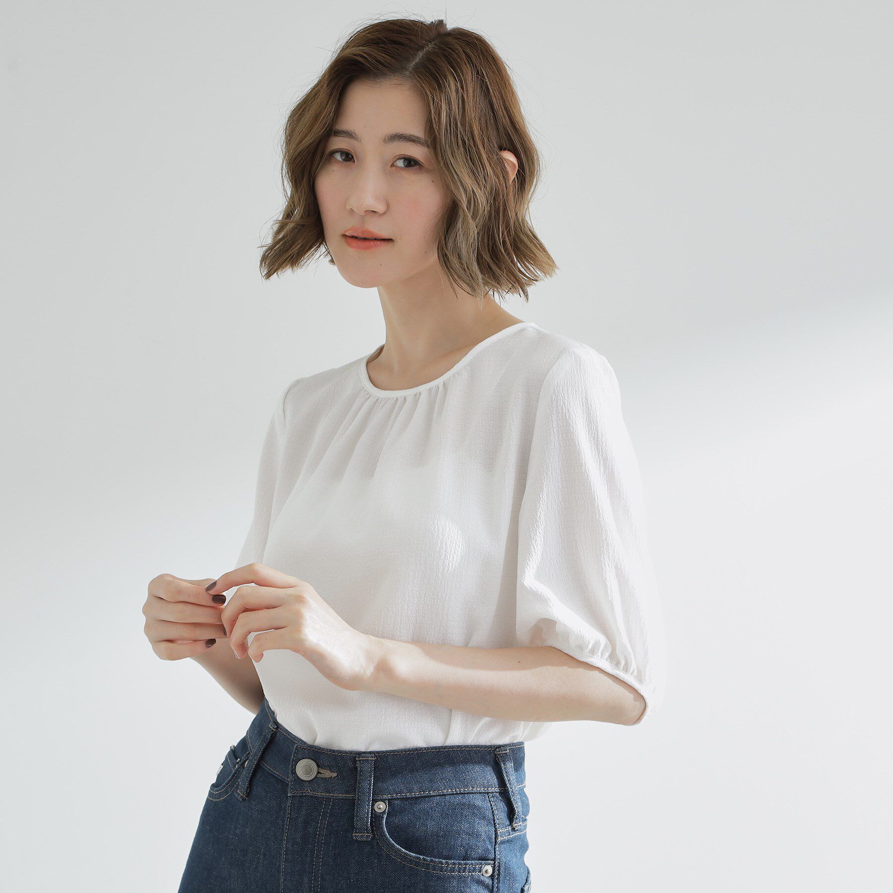 grove「【2点SET/お洒落見え/体型カバー】ツイード調キャミ&times;ブラウスセット」|シャツ・ブラウス|