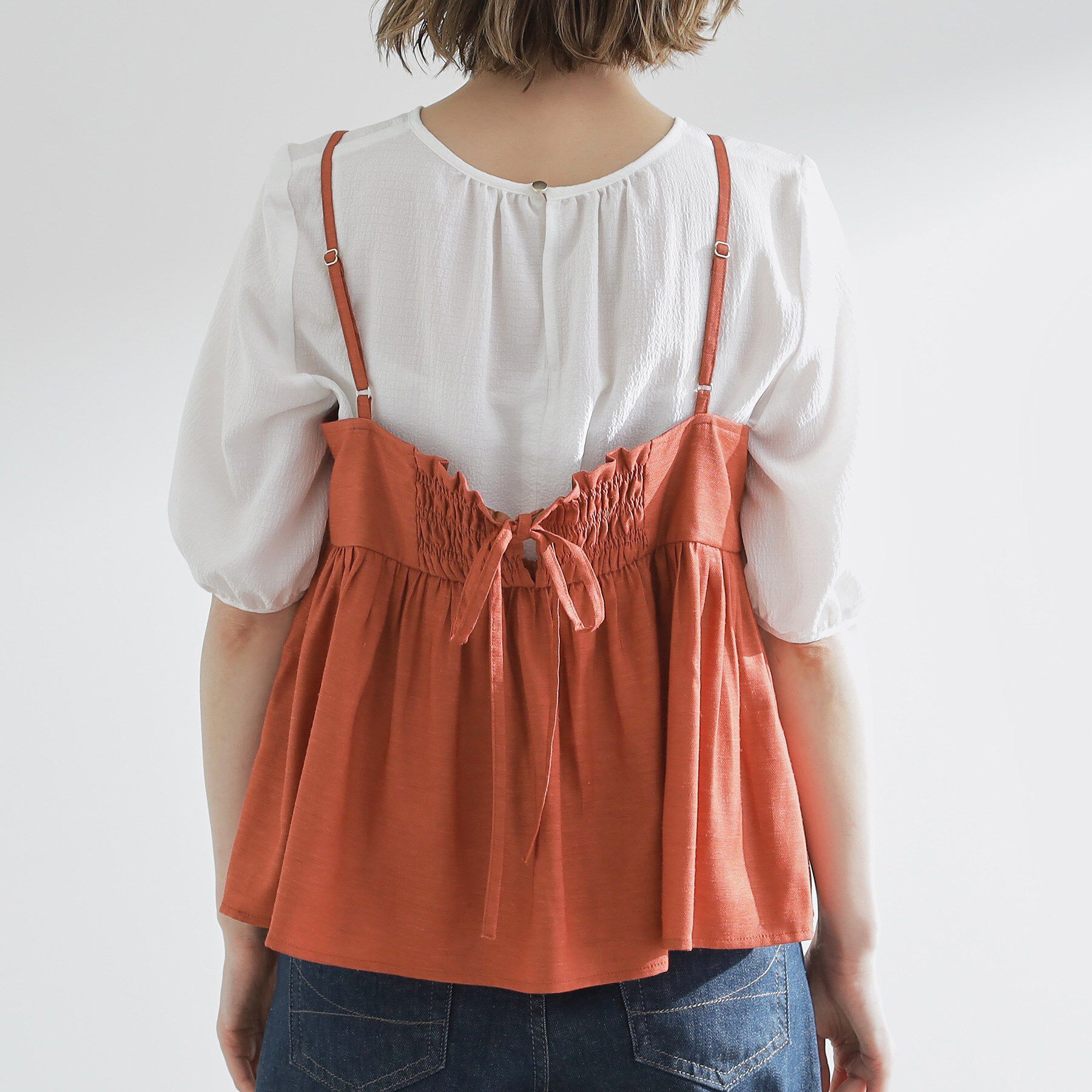 grove「【2点SET/お洒落見え/体型カバー】ツイード調キャミ&times;ブラウスセット」|シャツ・ブラウス|