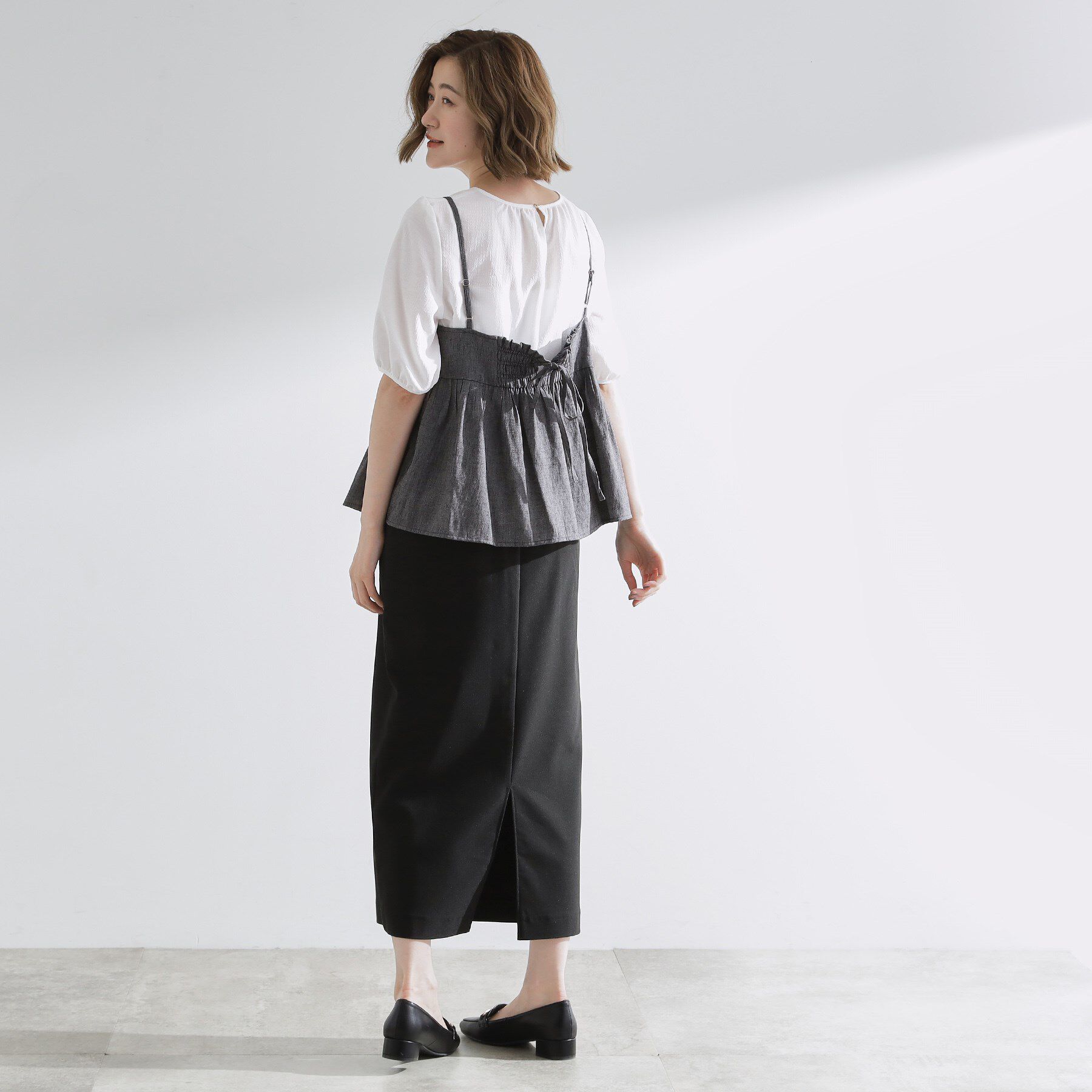 grove「【2点SET/お洒落見え/体型カバー】ツイード調キャミ&times;ブラウスセット」|シャツ・ブラウス|