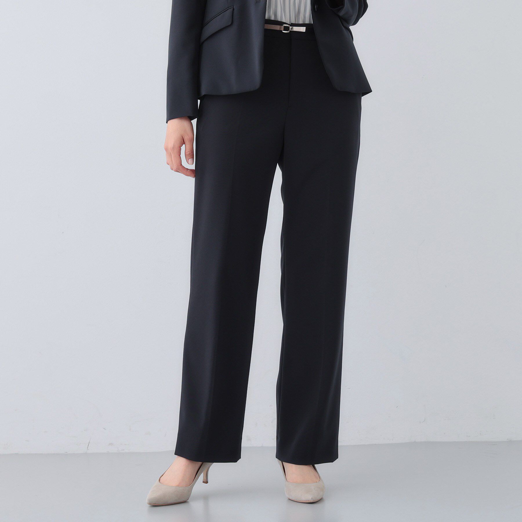 INDIVI「【洗える／リクルートスーツ】ストレッチストレートラインパンツ」|スーツ|ネイビー(094)