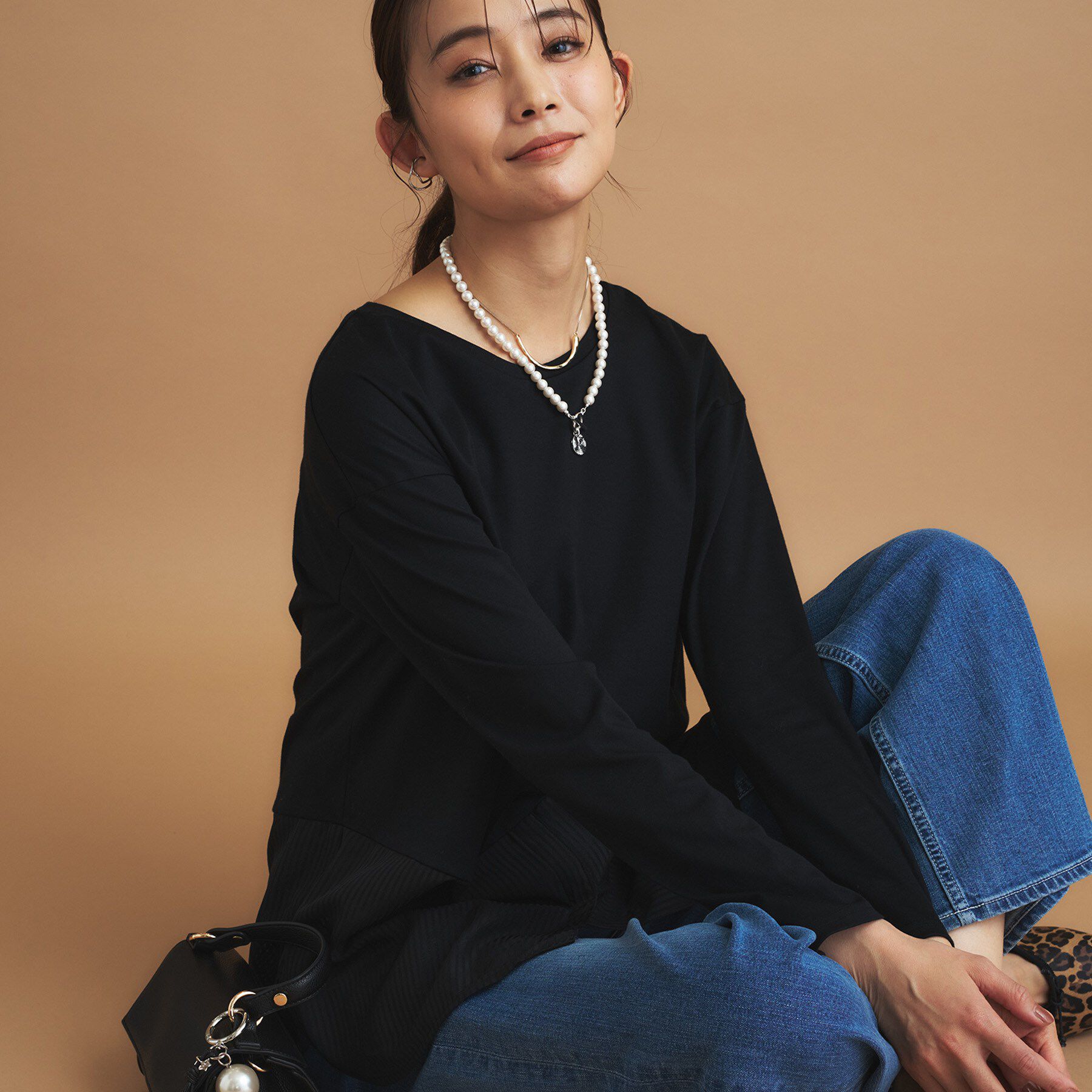 INDIVI「【コットン】シャツ切り替えカットソー」|Tシャツ・カットソー|