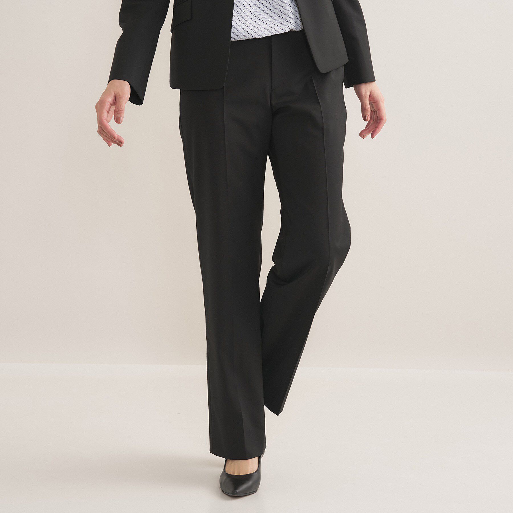 INDIVI「【ウール混／スーツ】ストレートパンツ」|スーツ|ブラック(019)