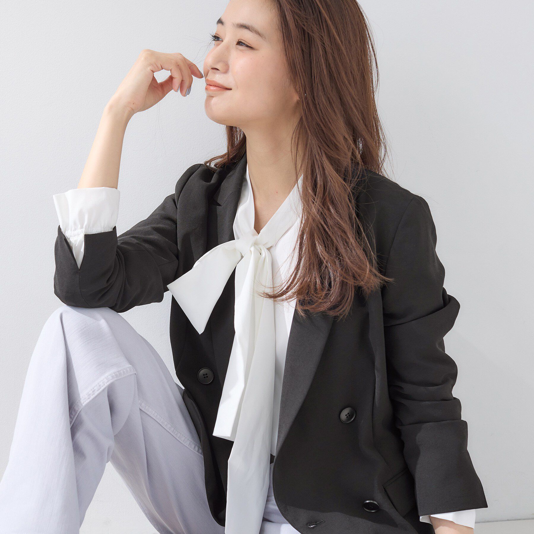 INDIVI「【洗える／多機能／SETUP可】着る日傘ダブルジャケット」|テーラードジャケット|ブラック(019)