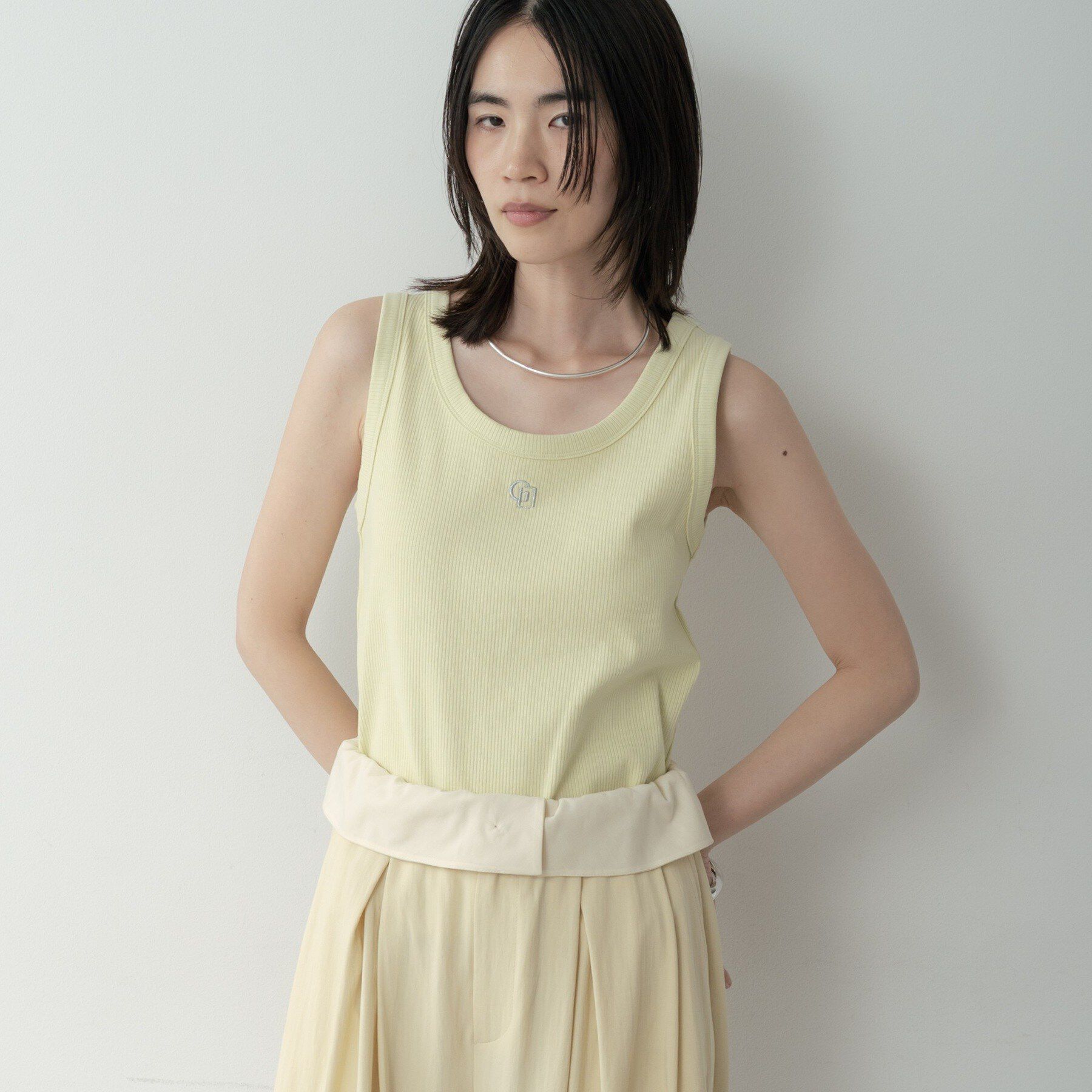 GALLEST「ロゴ刺繍リブタンクトップ」|キャミソール|ライトイエロー(03