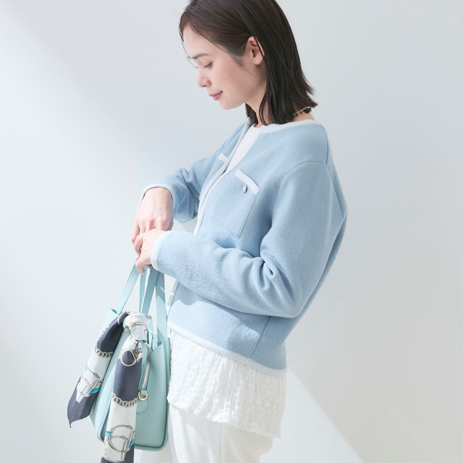 INDIVI「【軽量／セレモニー】ブークレジャケット ニットカーディガン」|カーディガン|