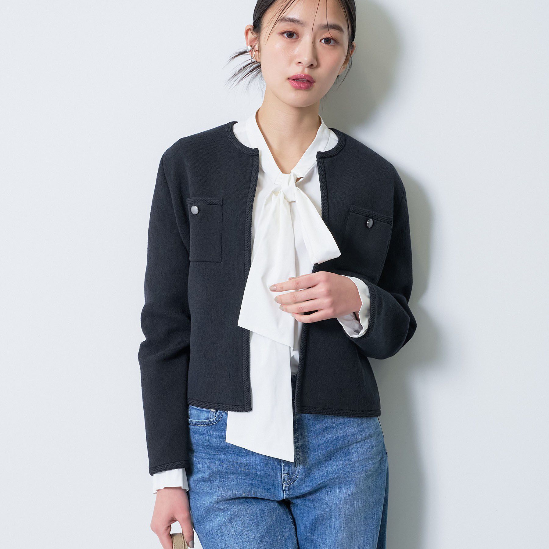 INDIVI「【軽量／セレモニー】ブークレジャケット ニットカーディガン」|カーディガン|