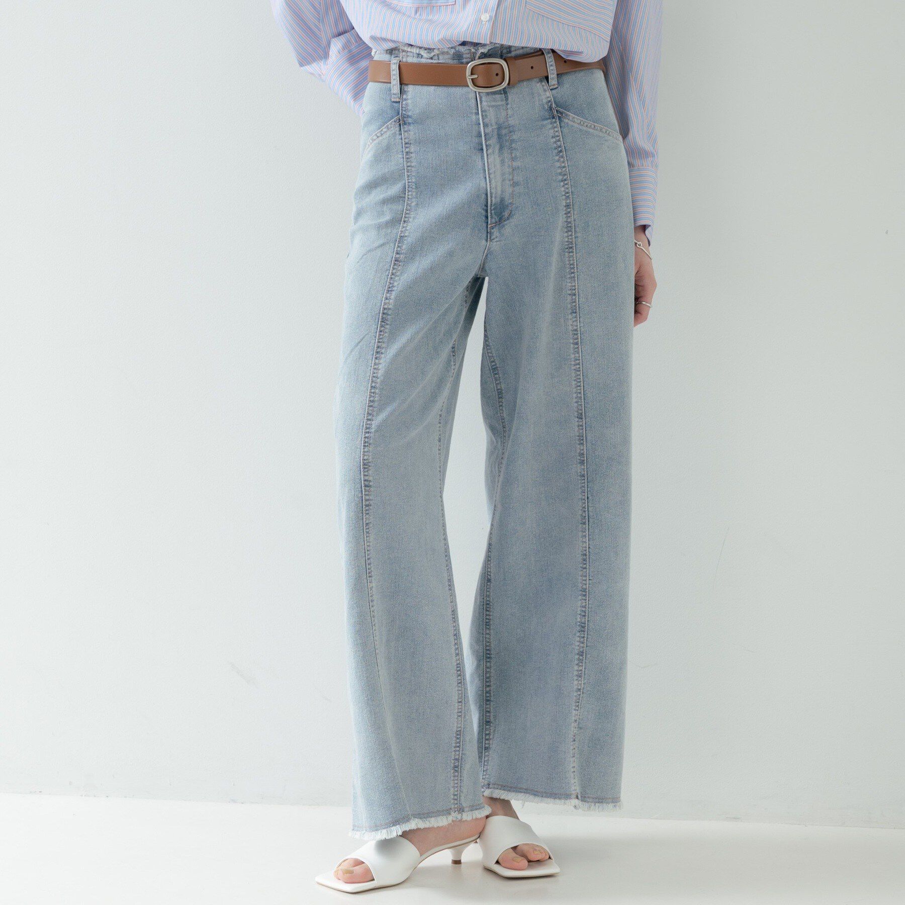 GALLEST「ハイウエストカットオフデニム」|デニム|サックスブルー(09