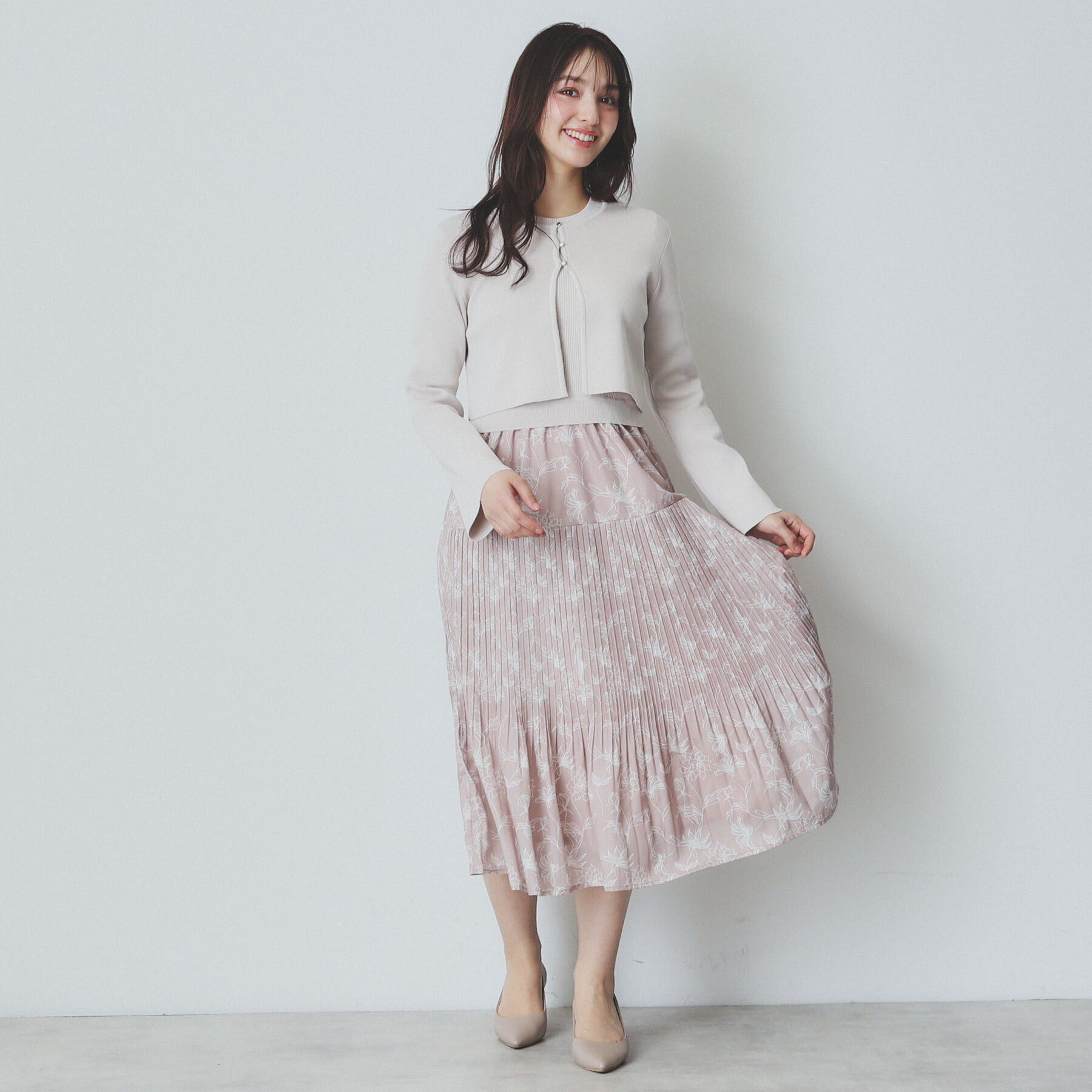 index「《ツインセット》カーディガン&times;ニットドッキングワンピース【洗濯機洗い可】」|スーツ|