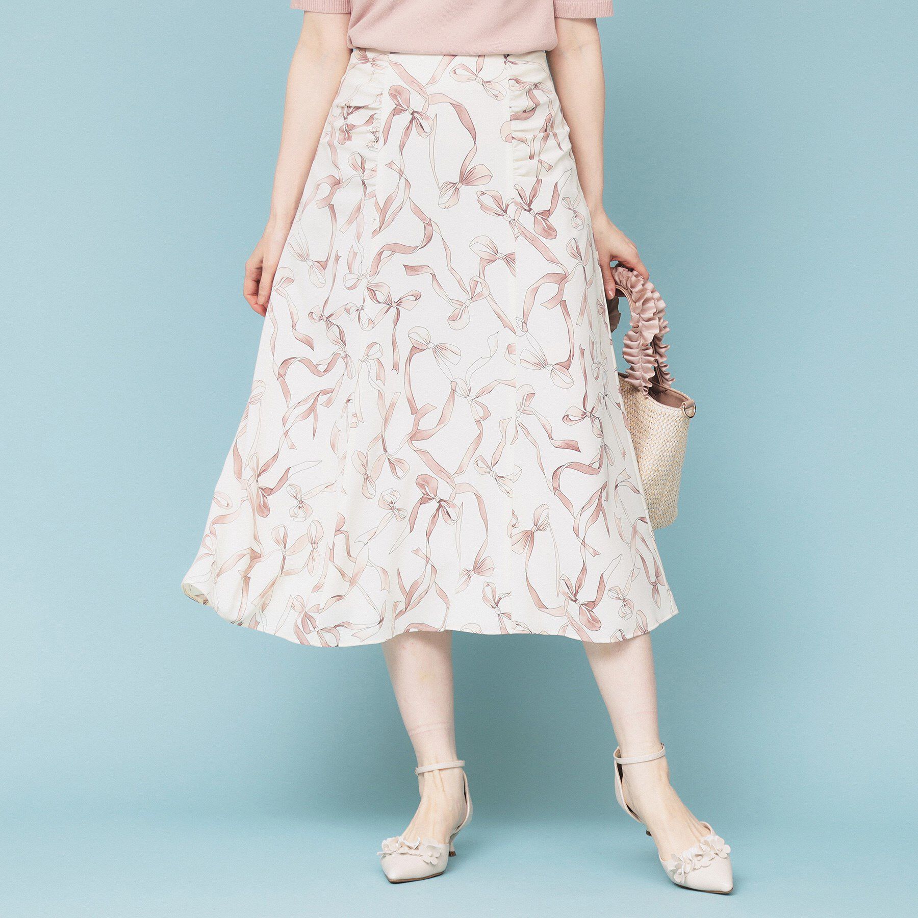 index「リボン柄マーメイドフレアスカート【洗濯機洗い可/イージーアイロン】」|スカート|