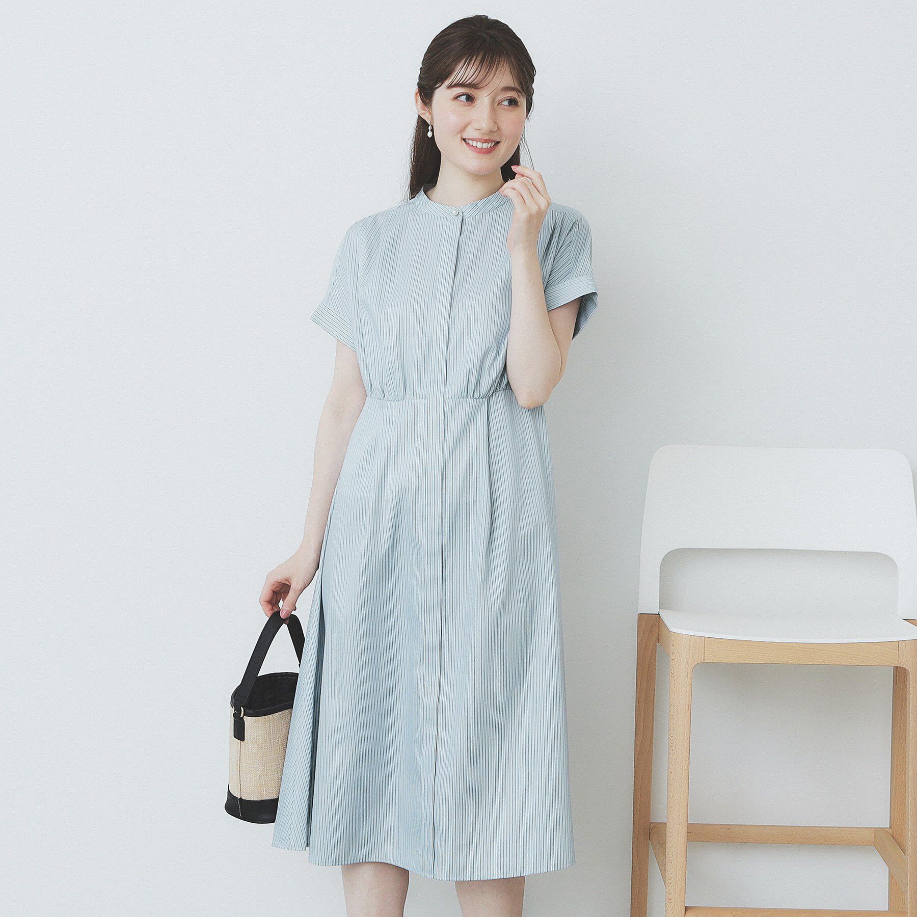 index「《XS-LLサイズ》マルチストライプシャツワンピース【洗濯機洗い可/イージーアイロン/防シワ】」|ワンピース|