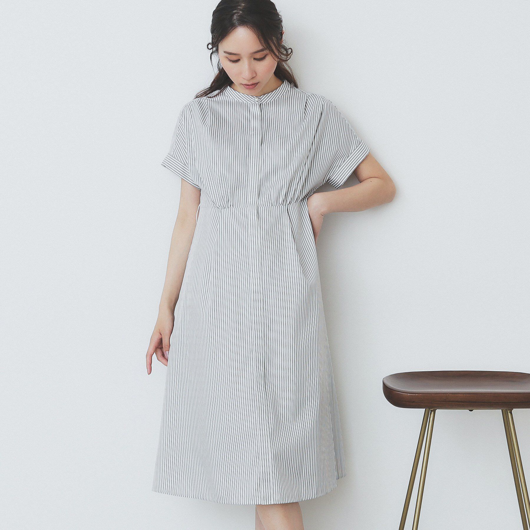 index「《XS-LLサイズ》マルチストライプシャツワンピース【洗濯機洗い可/イージーアイロン/防シワ】」|ワンピース|
