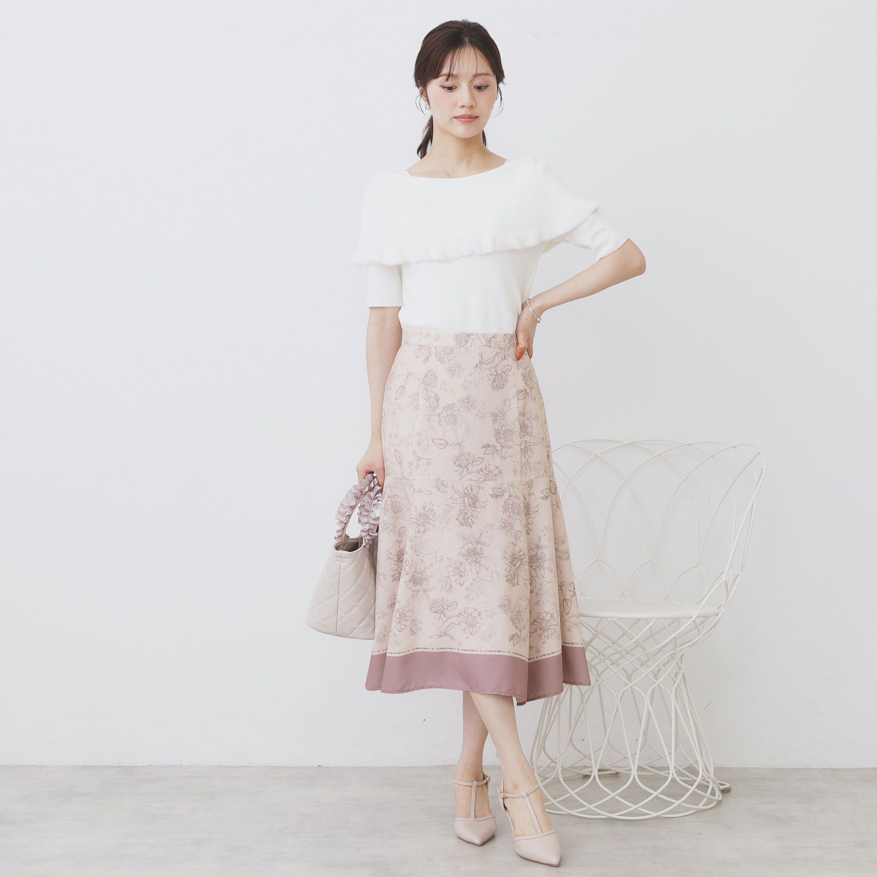 index「パネルフラワープリントフレアスカート【洗濯機洗い可/イージーアイロン】」|スカート|