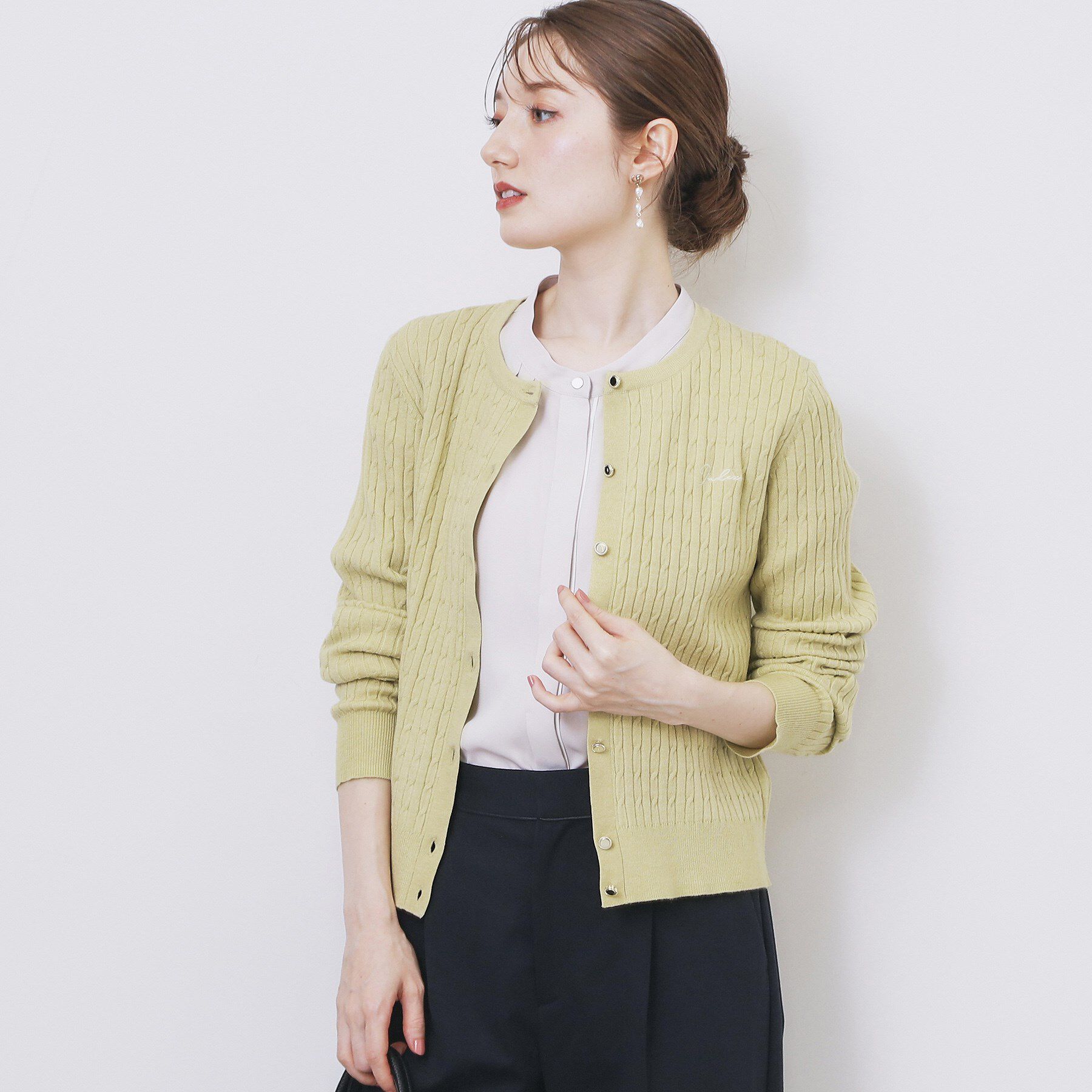 index「クルーネックケーブルカーディガン【洗濯機OK】」|カーディガン|