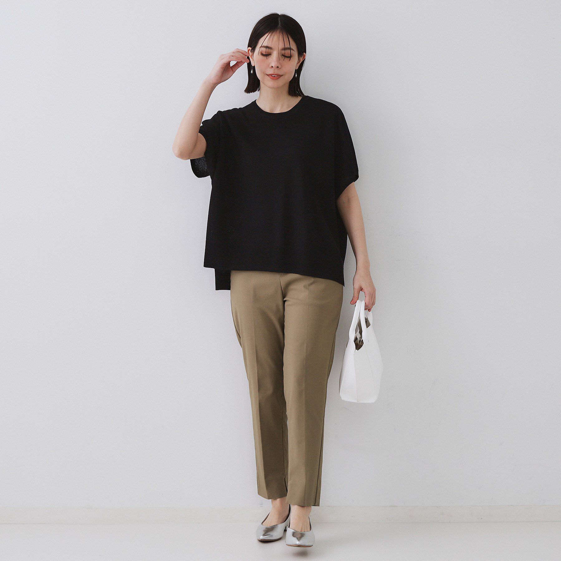 OPAQUE.CLIP「《5色展開/S-LLサイズ》リラクシーメッシュニット【洗濯機洗い可】」|ニット・セーター|