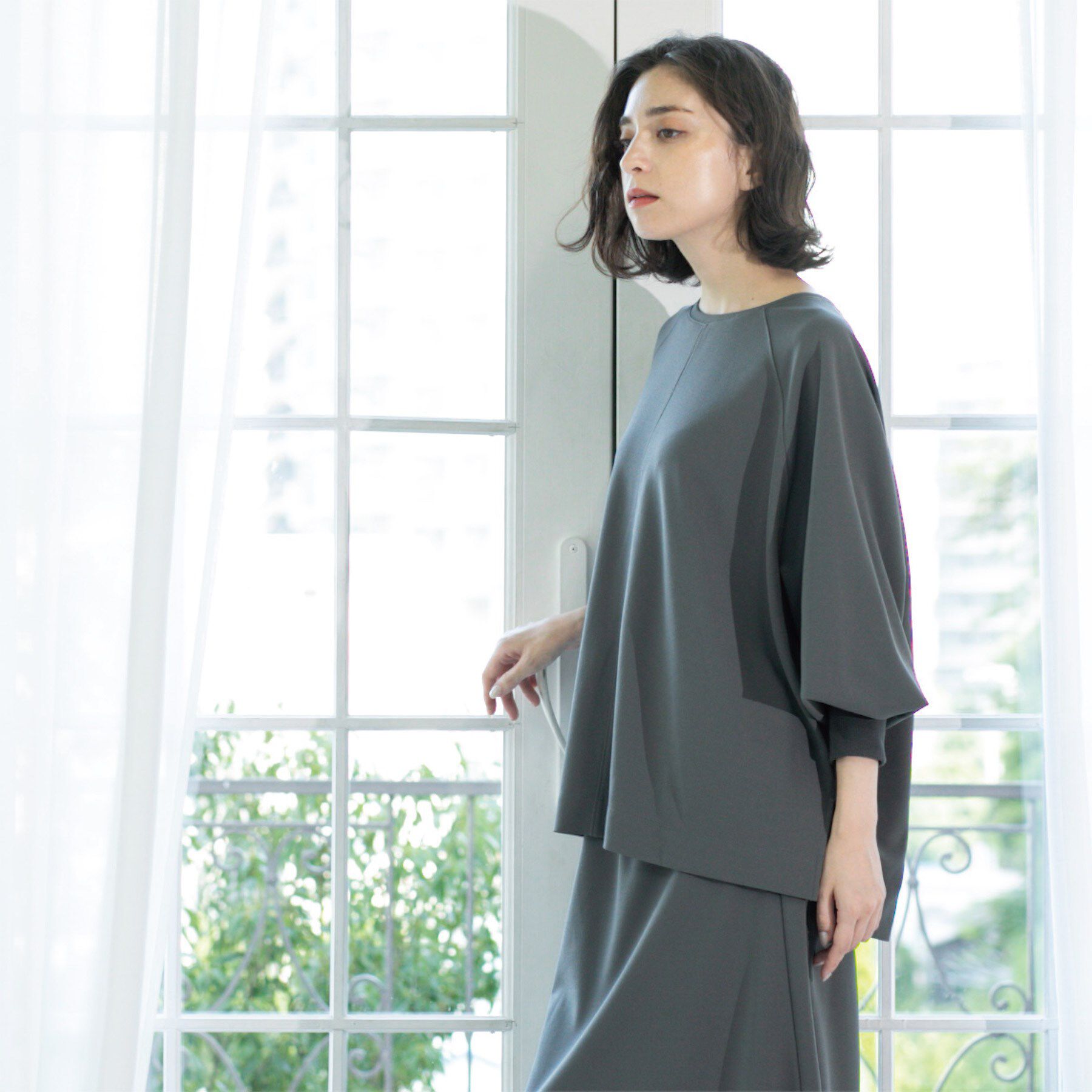 OPAQUE.CLIP「リラクシートップス&times;フレアスカート/セットアップ対応【洗濯機洗い可】」|スーツ|