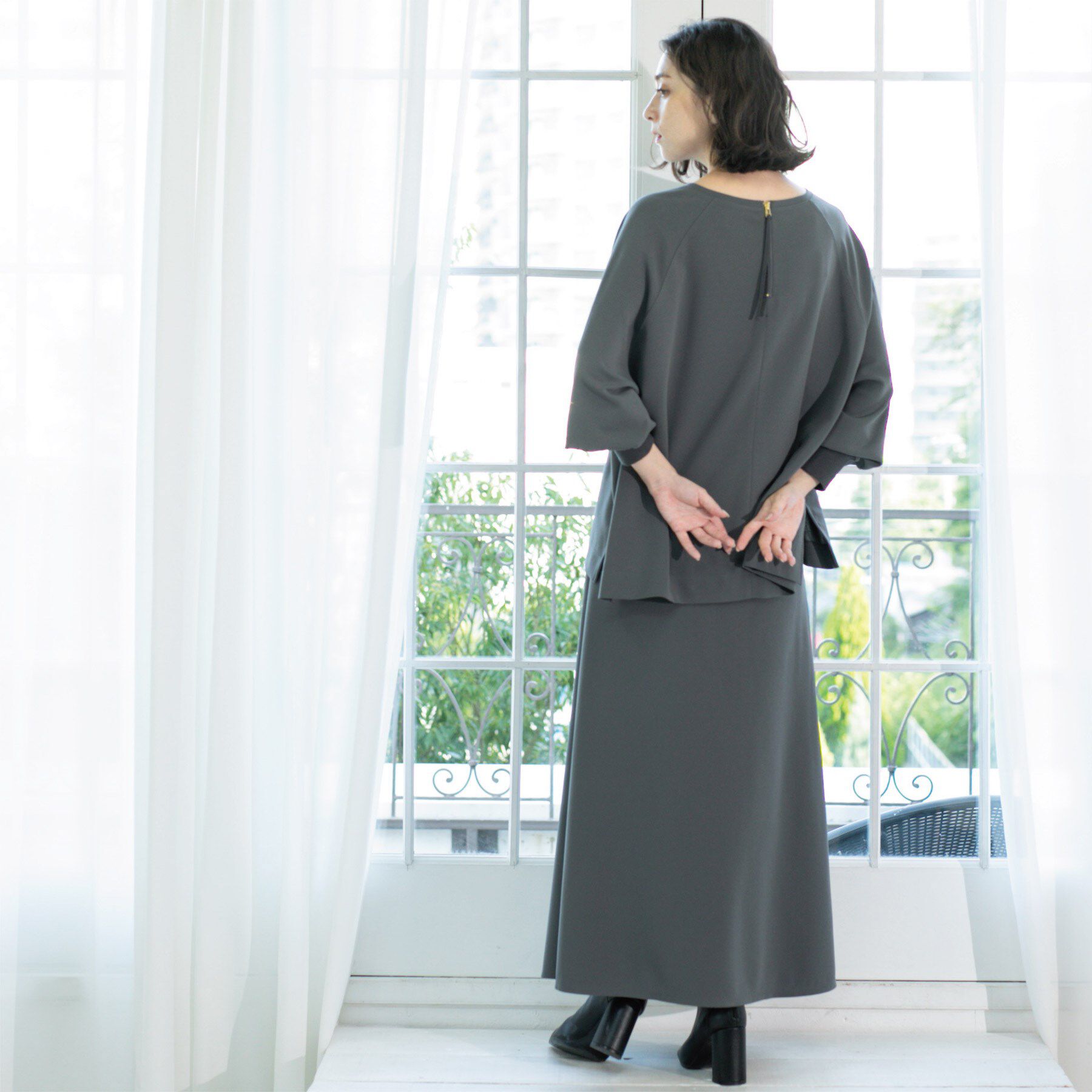 OPAQUE.CLIP「リラクシートップス&times;フレアスカート/セットアップ対応【洗濯機洗い可】」|スーツ|