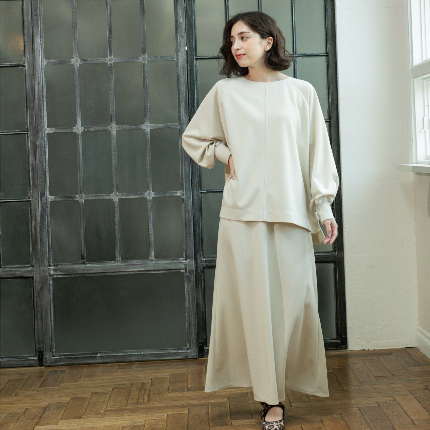 OPAQUE.CLIP「リラクシートップス&times;フレアスカート/セットアップ対応【洗濯機洗い可】」|スーツ|