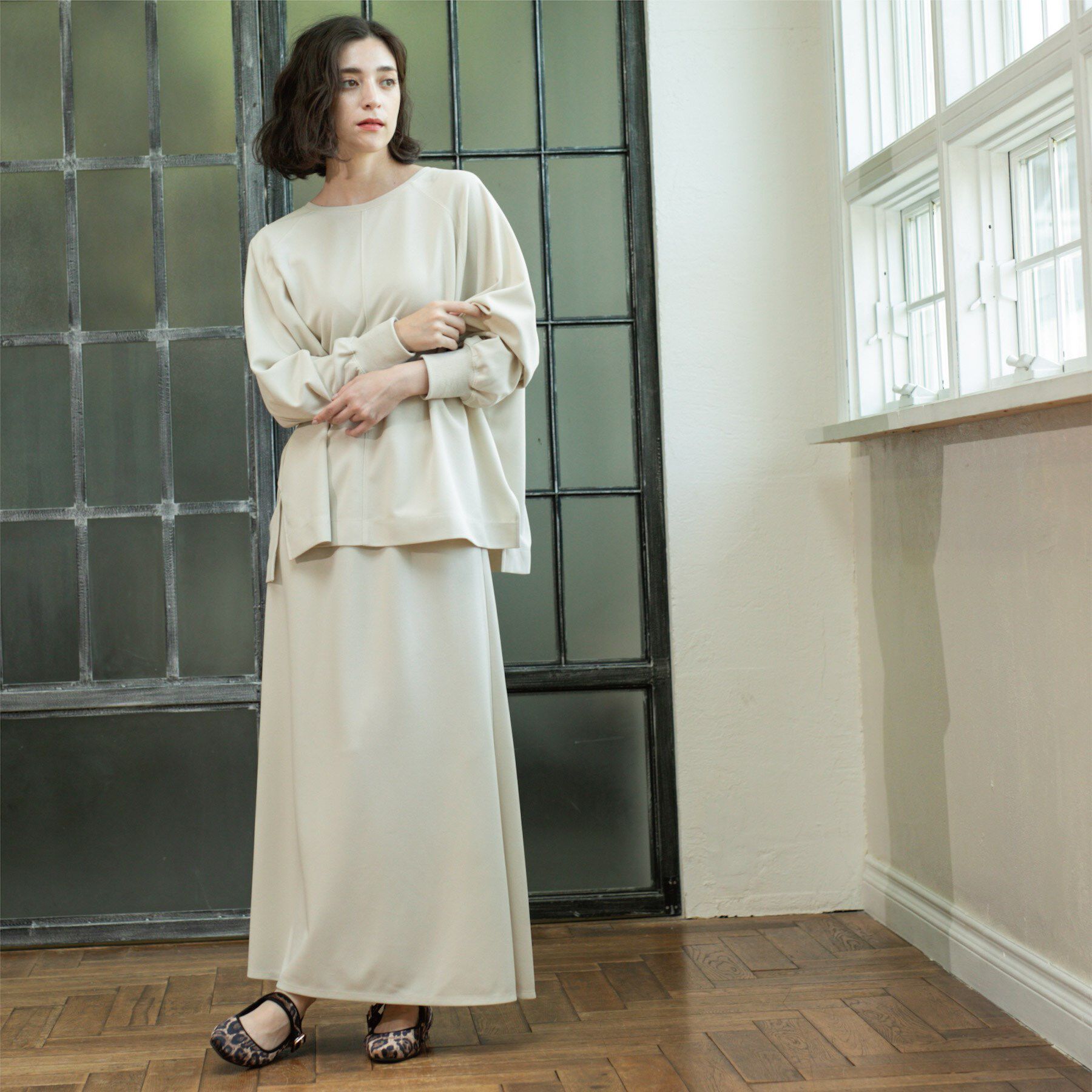 OPAQUE.CLIP「リラクシートップス&times;フレアスカート/セットアップ対応【洗濯機洗い可】」|スーツ|