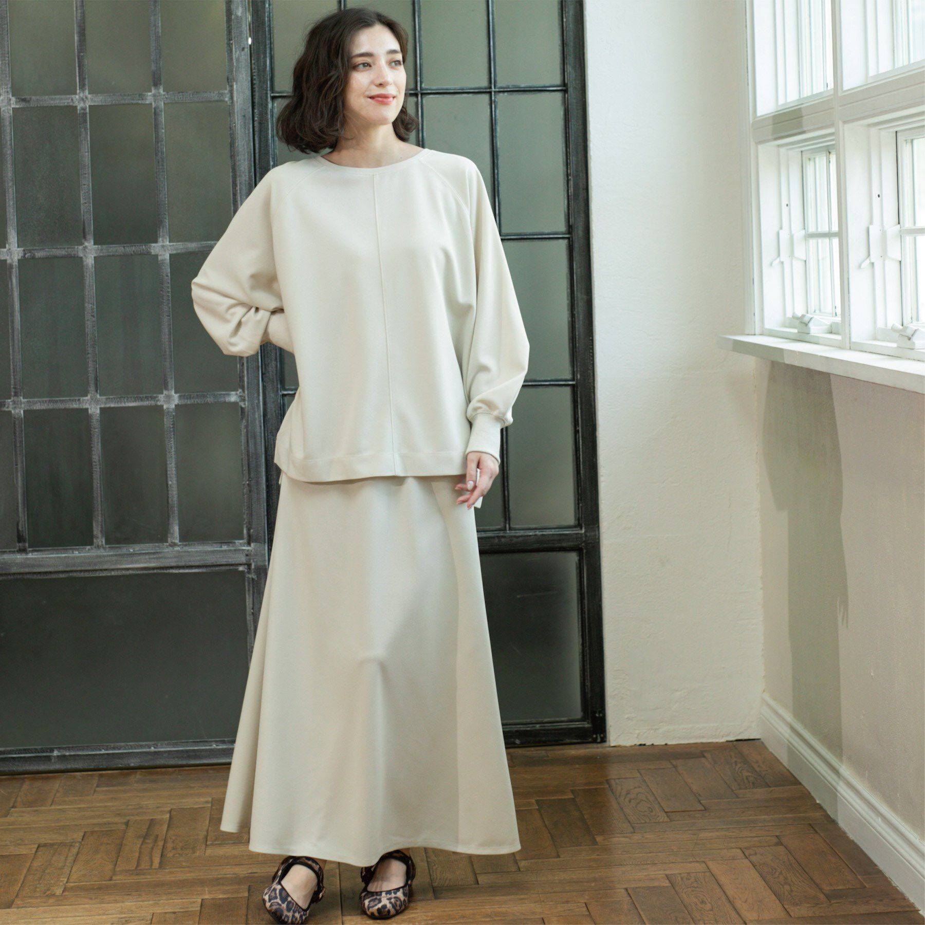 OPAQUE.CLIP「リラクシートップス&times;フレアスカート/セットアップ対応【洗濯機洗い可】」|スーツ|