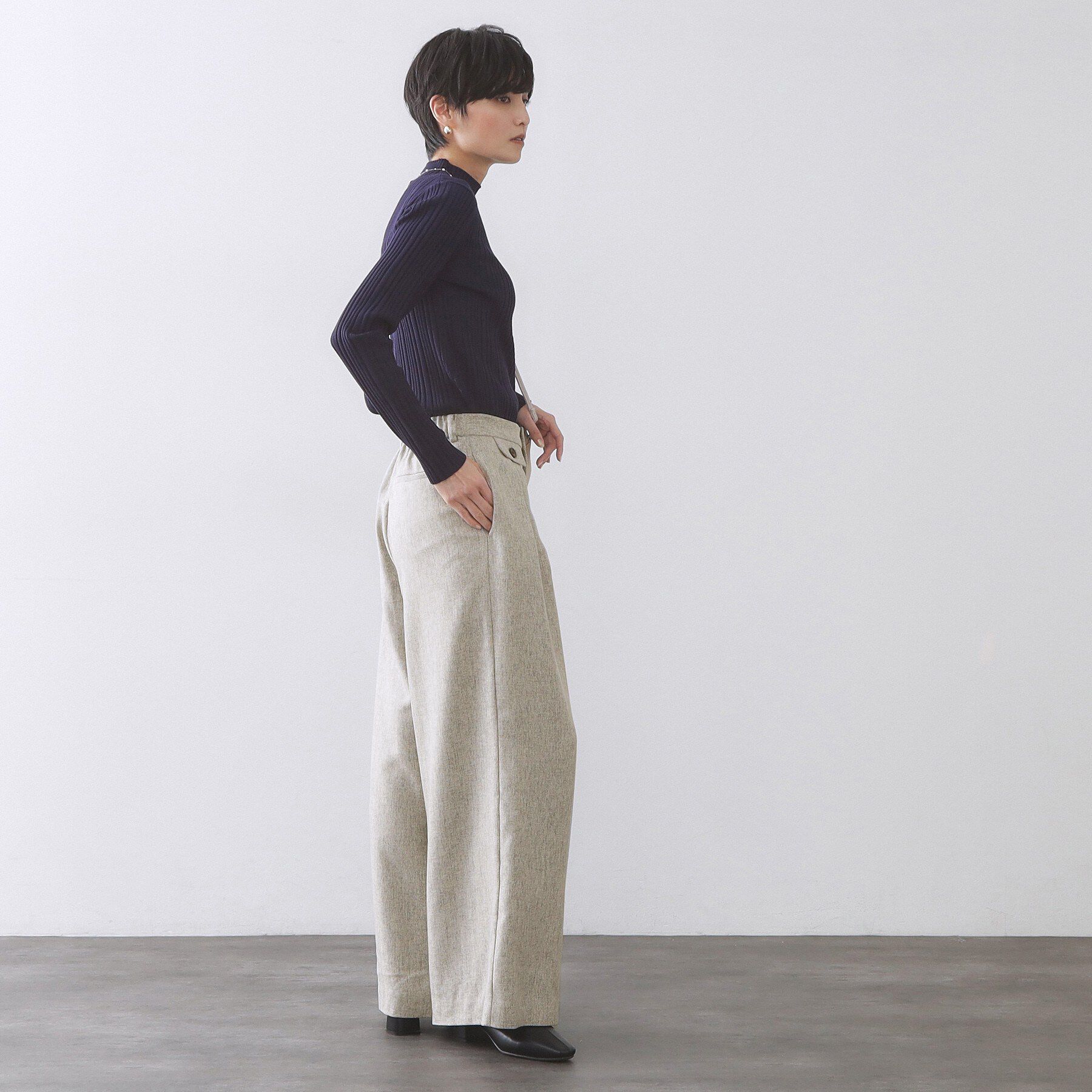 OPAQUE.CLIP「ヘリンボーンタックワイドパンツ【洗濯機OK】」|その他|