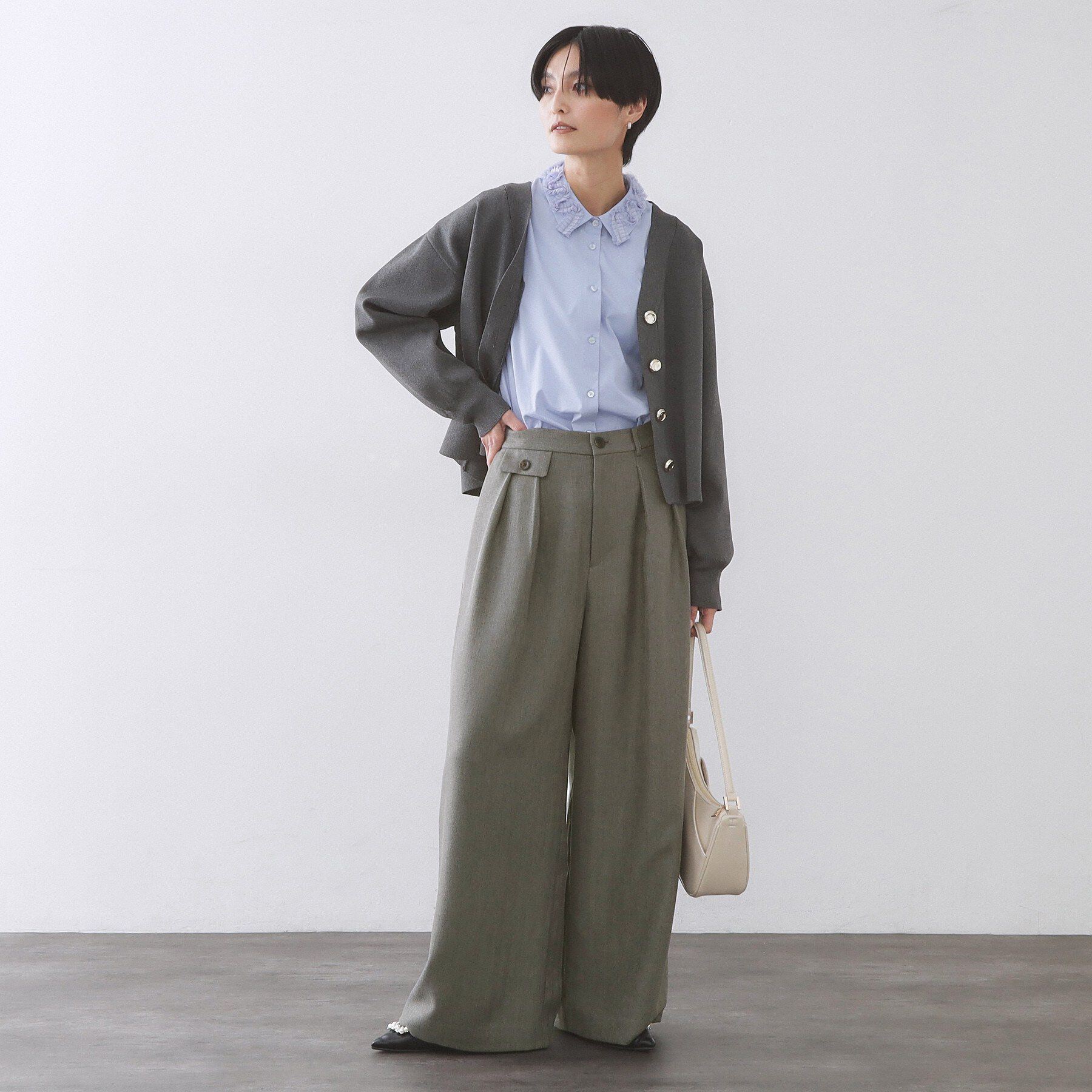 OPAQUE.CLIP「ヘリンボーンタックワイドパンツ【洗濯機OK】」|その他|