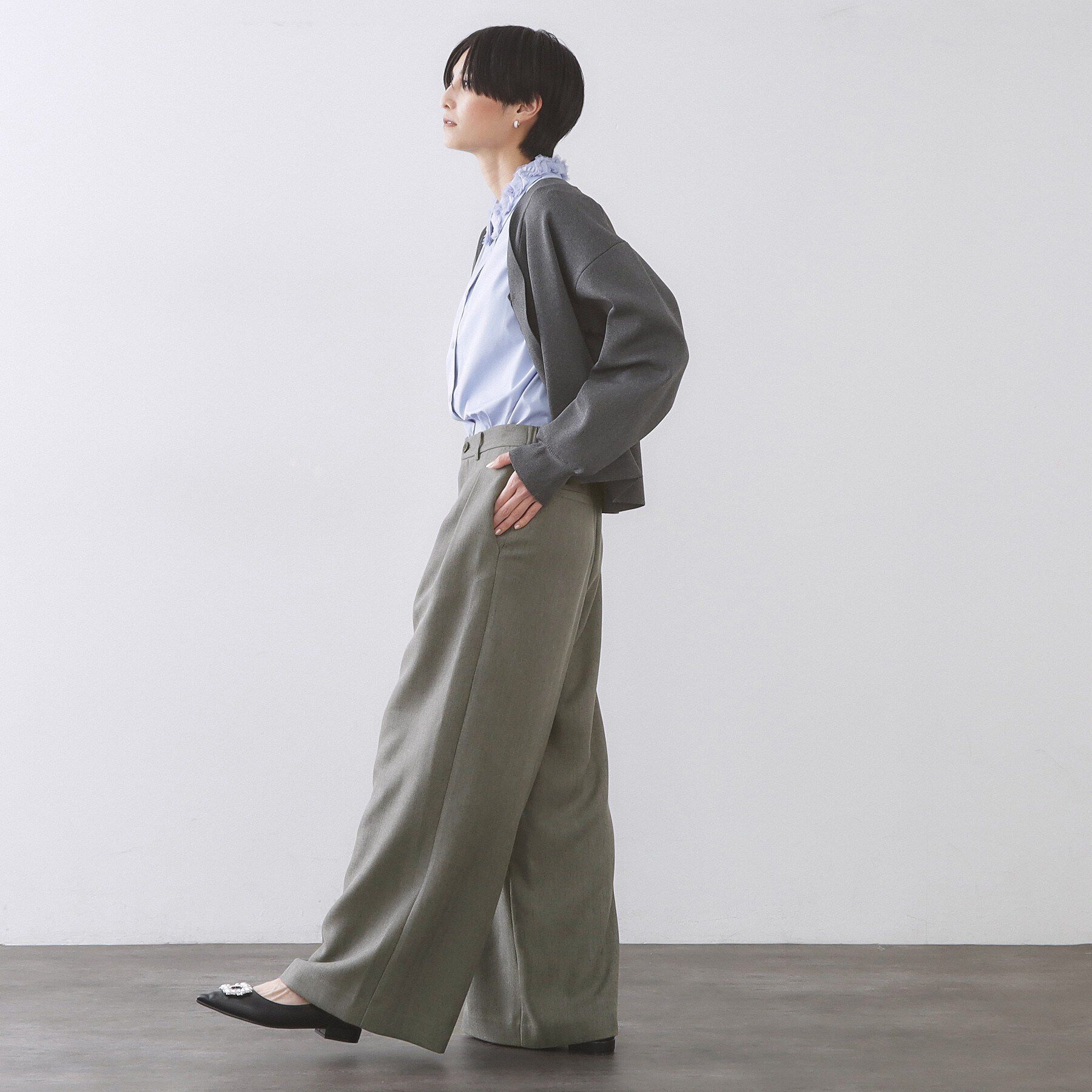 OPAQUE.CLIP「ヘリンボーンタックワイドパンツ【洗濯機OK】」|その他|