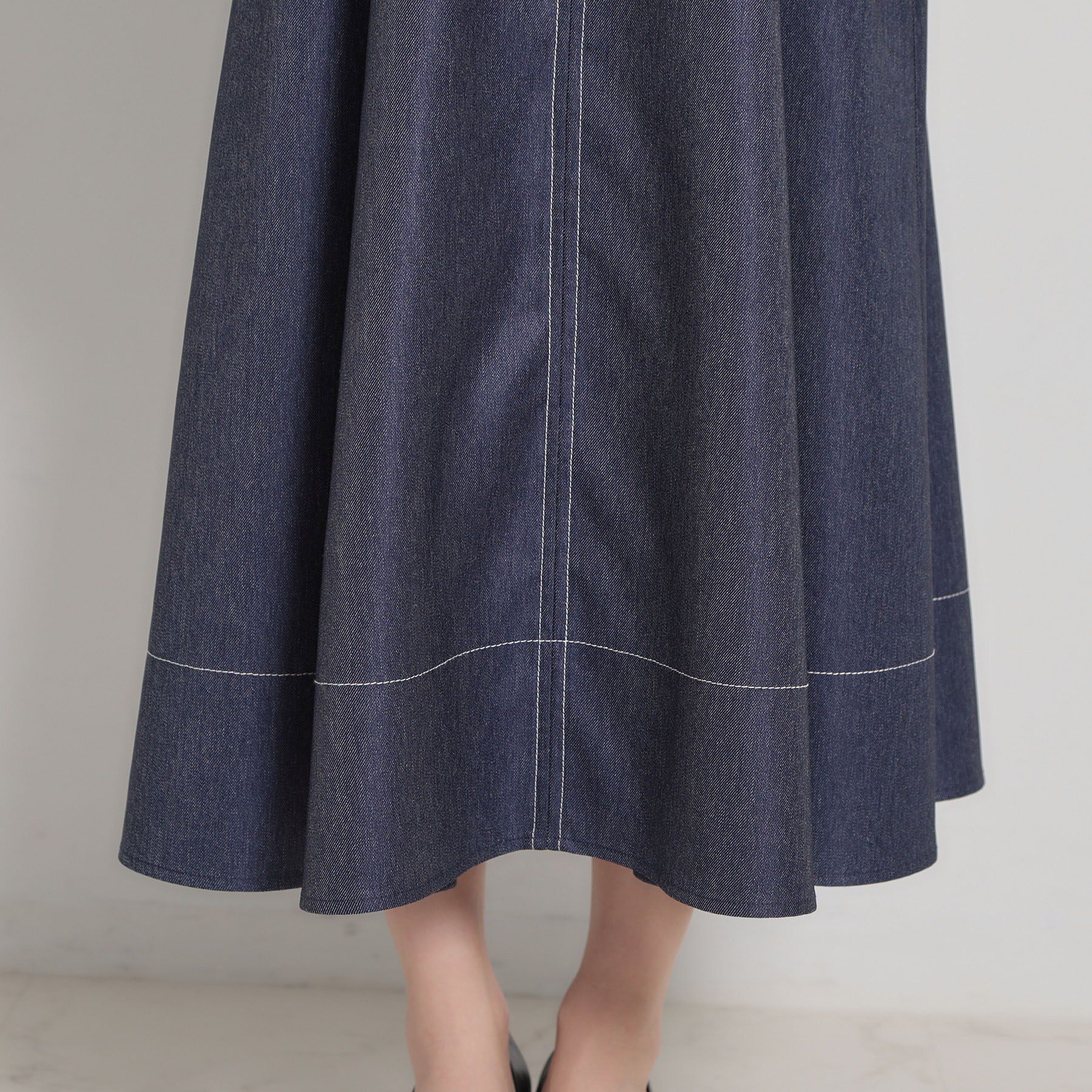 Couture broach「【洗える】デニムライク細リボンジャンスカ」|ワンピース|