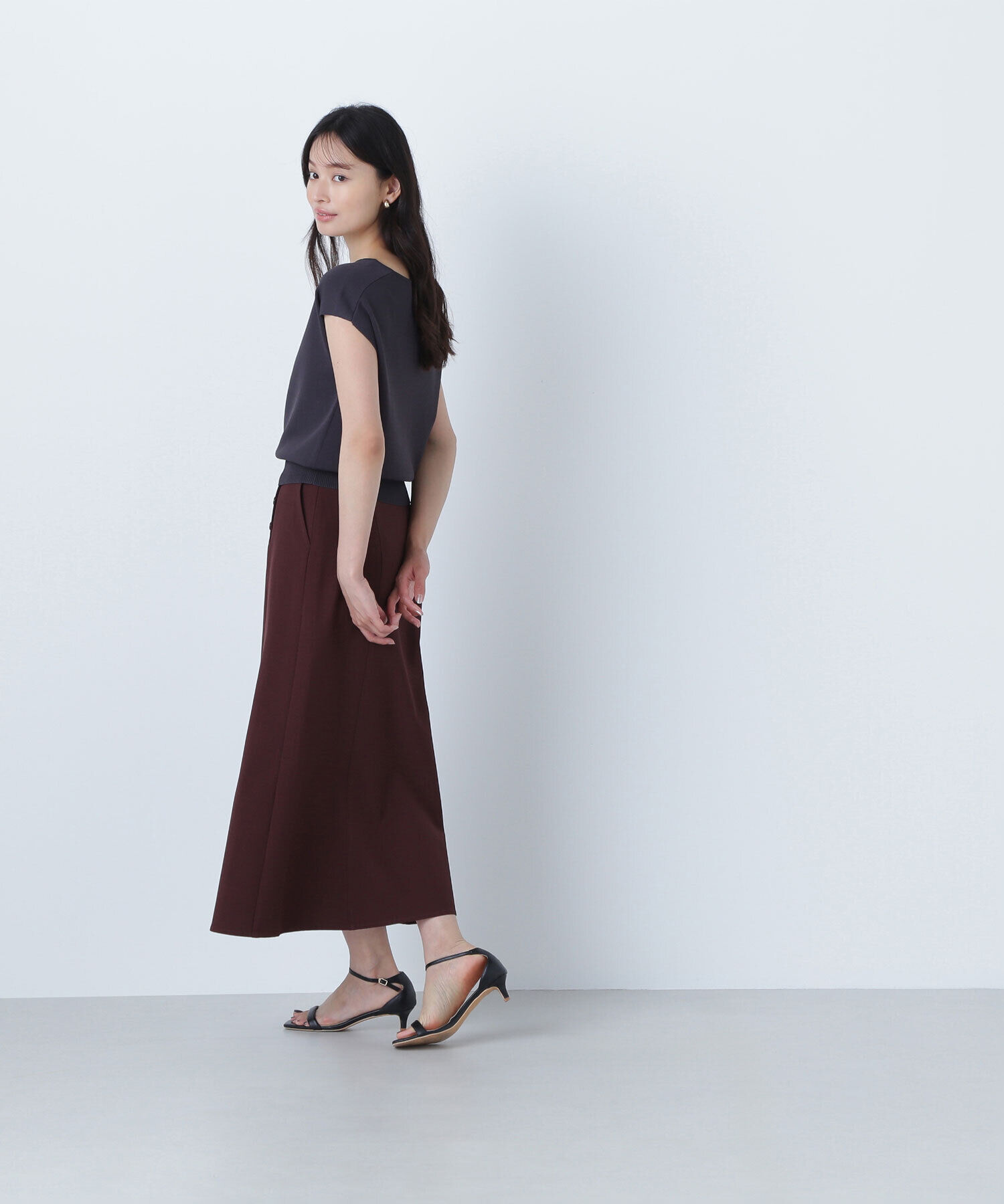  「サイドボタンリネンライクスカート」|スカート|