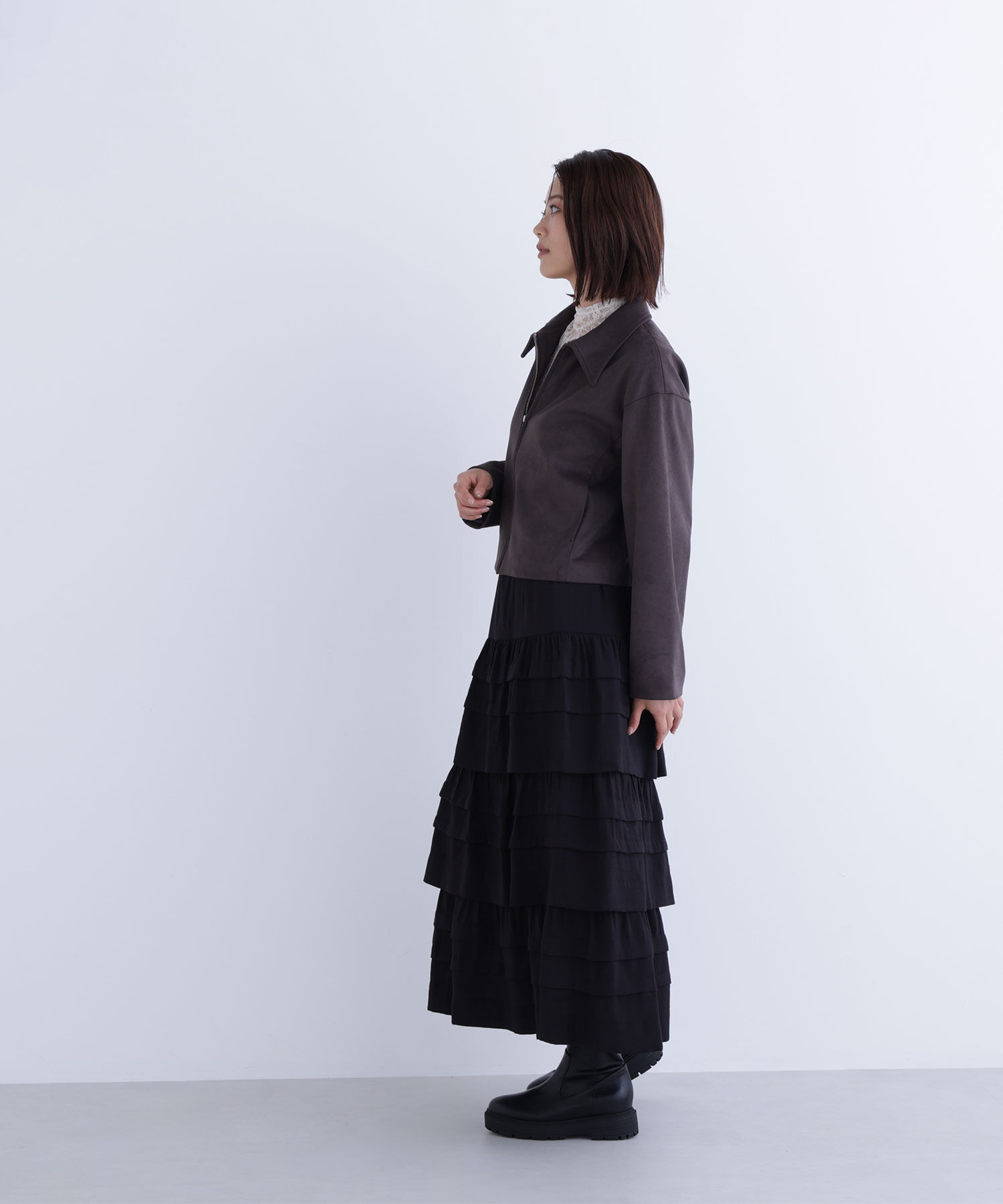  「ステンカラーフェイクスエードブルゾン」|ブルゾン・スタジャン|