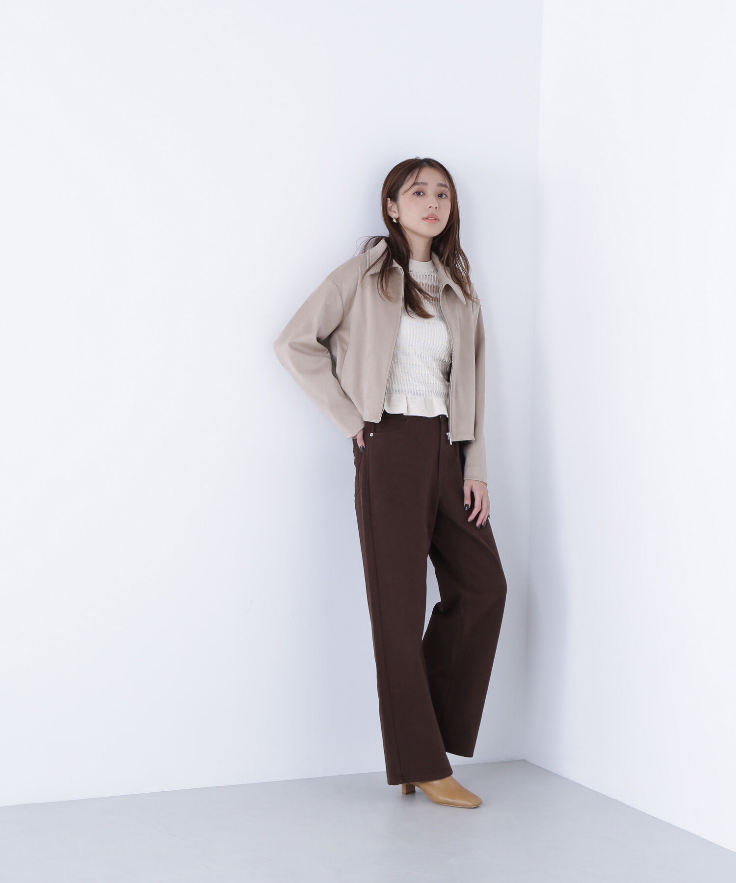  「ステンカラーフェイクスエードブルゾン」|ブルゾン・スタジャン|