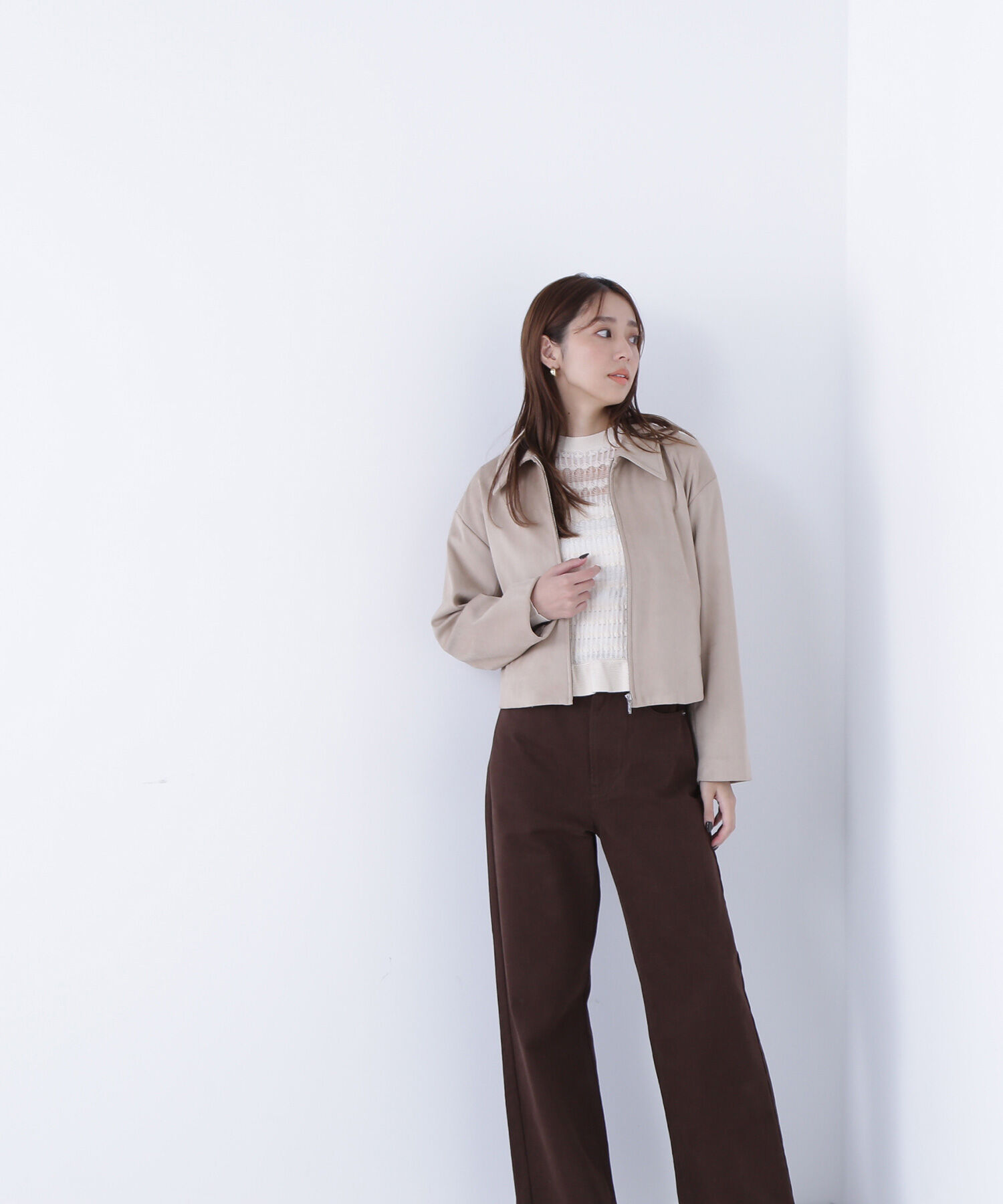  「ステンカラーフェイクスエードブルゾン」|ブルゾン・スタジャン|