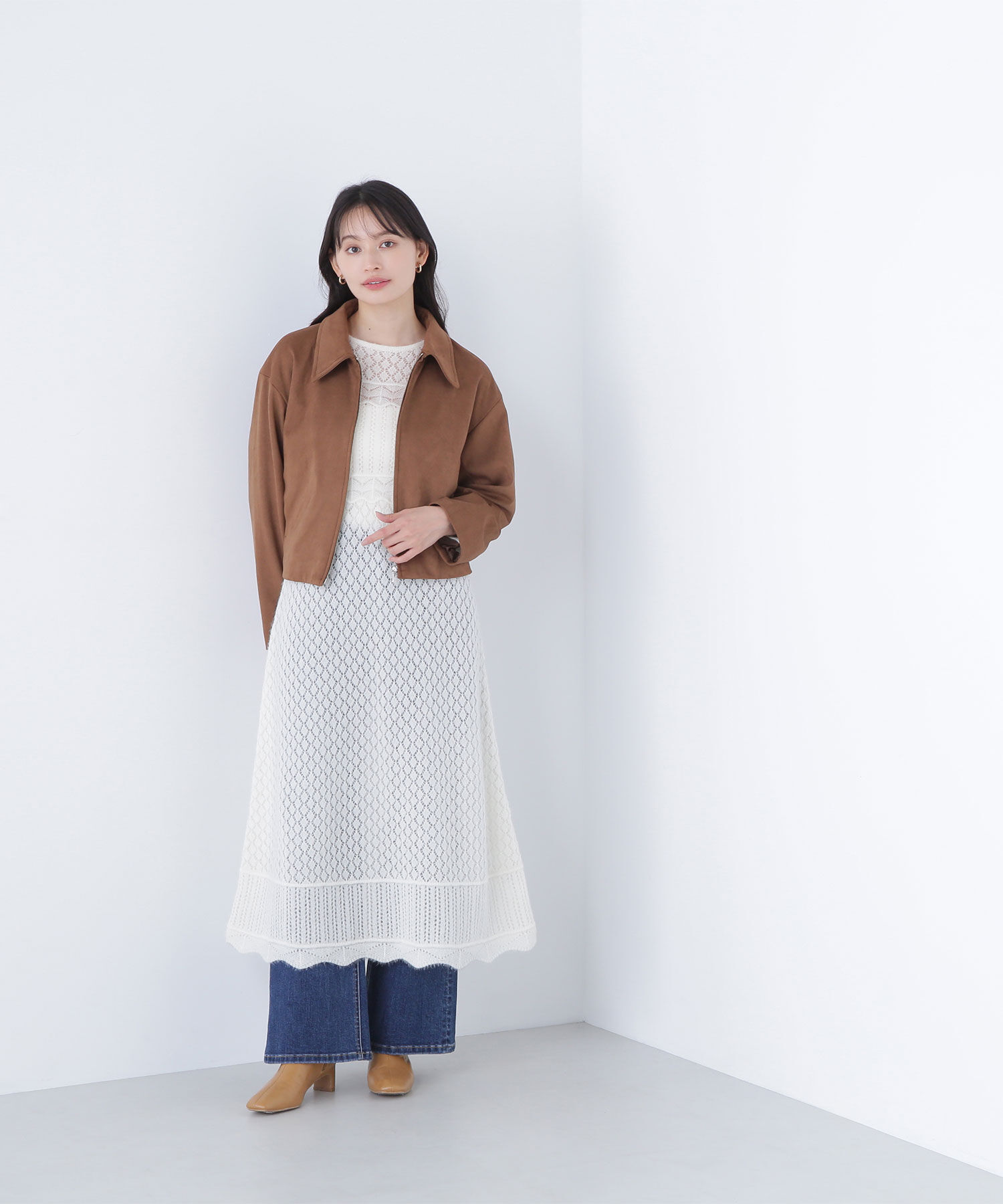  「ステンカラーフェイクスエードブルゾン」|ブルゾン・スタジャン|