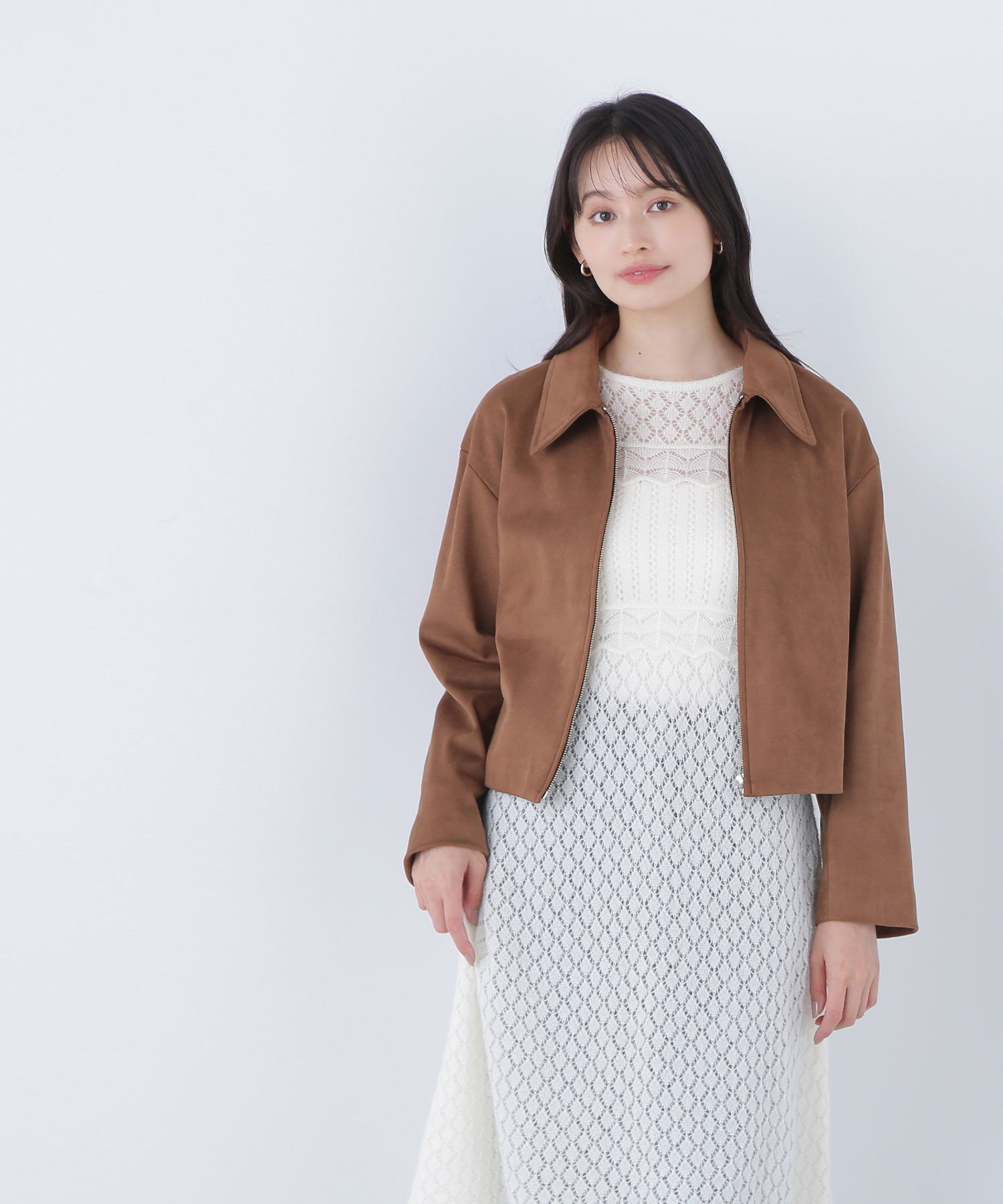  「ステンカラーフェイクスエードブルゾン」|ブルゾン・スタジャン|